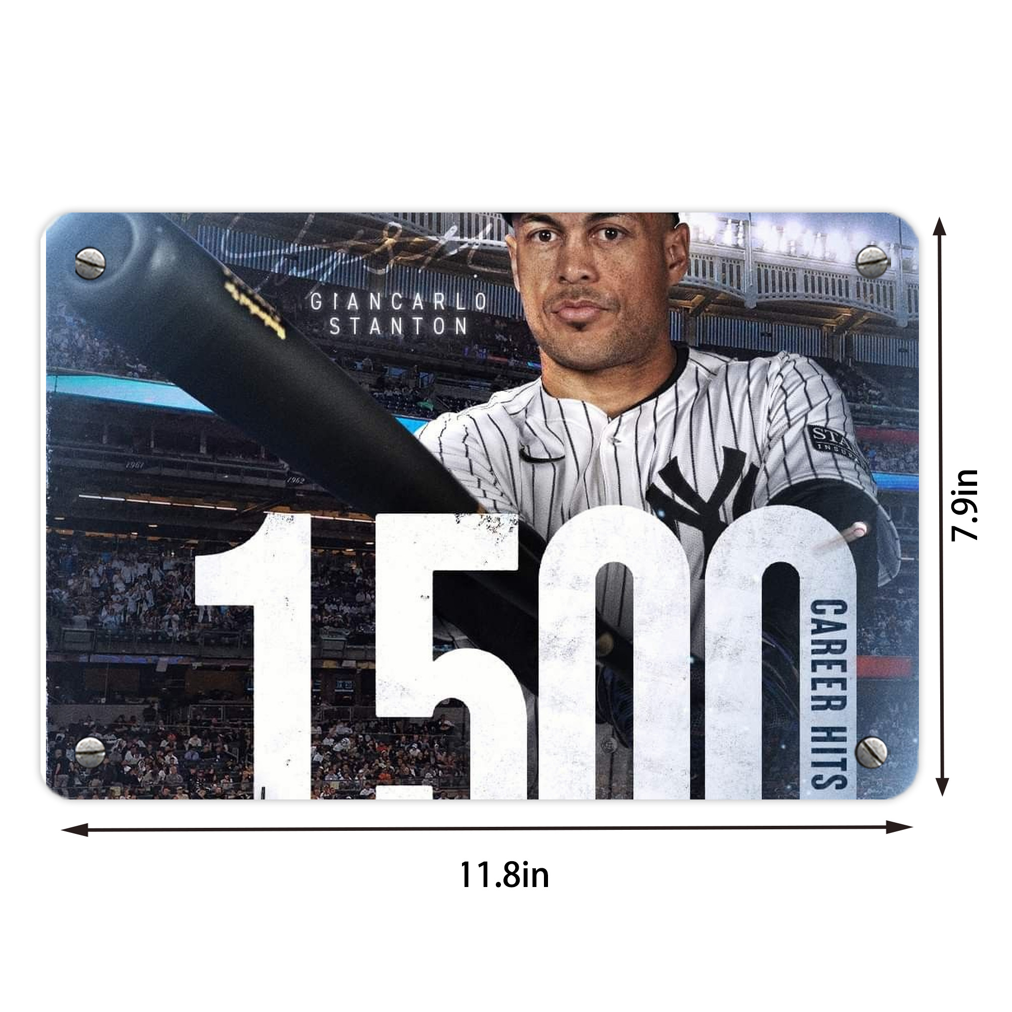 Giancarlo Stanton 39 Metal Tin Sign 12x8inch - Premium Full-Print Decorative Wall Art, Durable Rust-Resistant Metal Plaque For Living Room, Bedroom, Kitchen, Office, Bar Décor