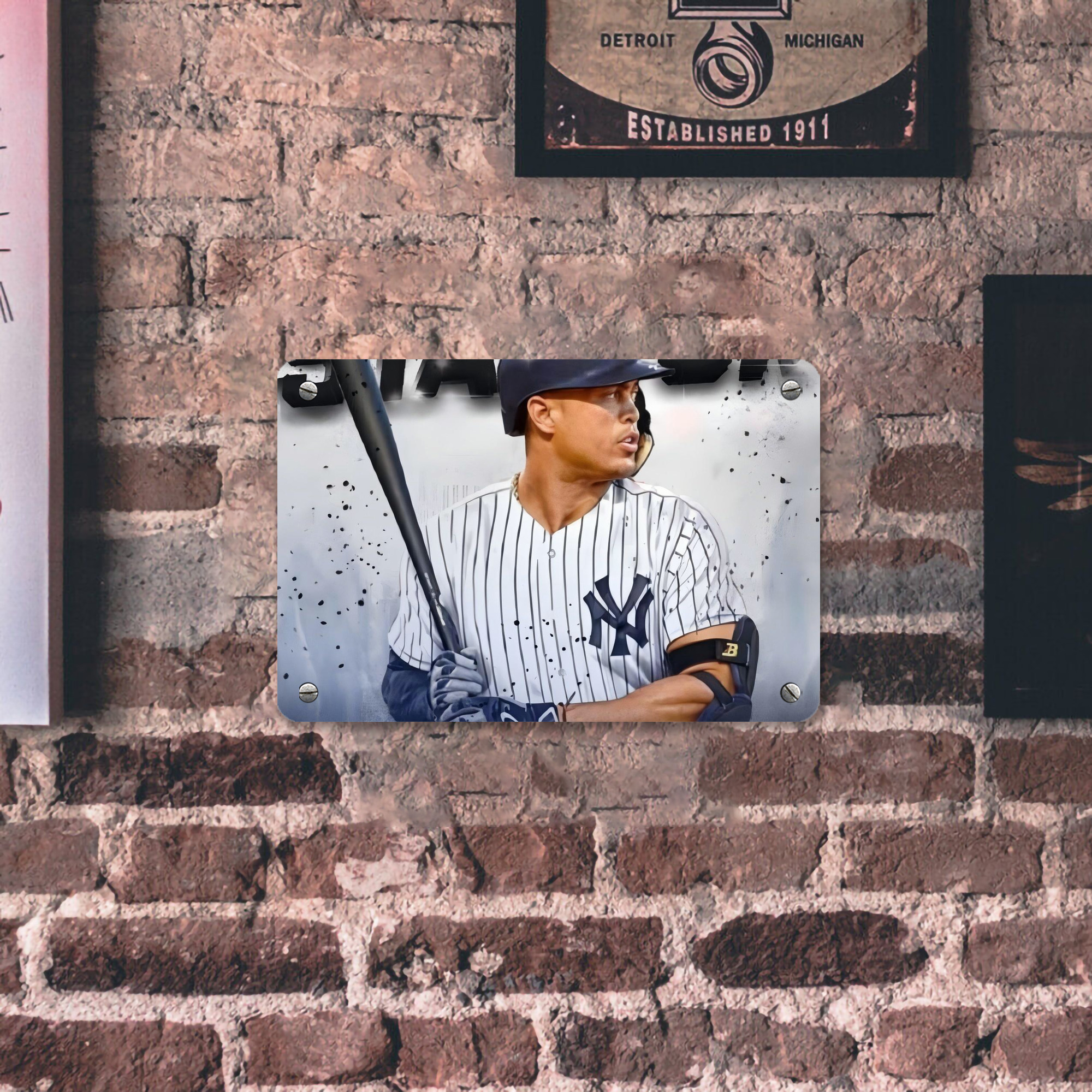 Giancarlo Stanton 40 Metal Tin Sign 12x8inch - Premium Full-Print Decorative Wall Art, Durable Rust-Resistant Metal Plaque For Living Room, Bedroom, Kitchen, Office, Bar Décor