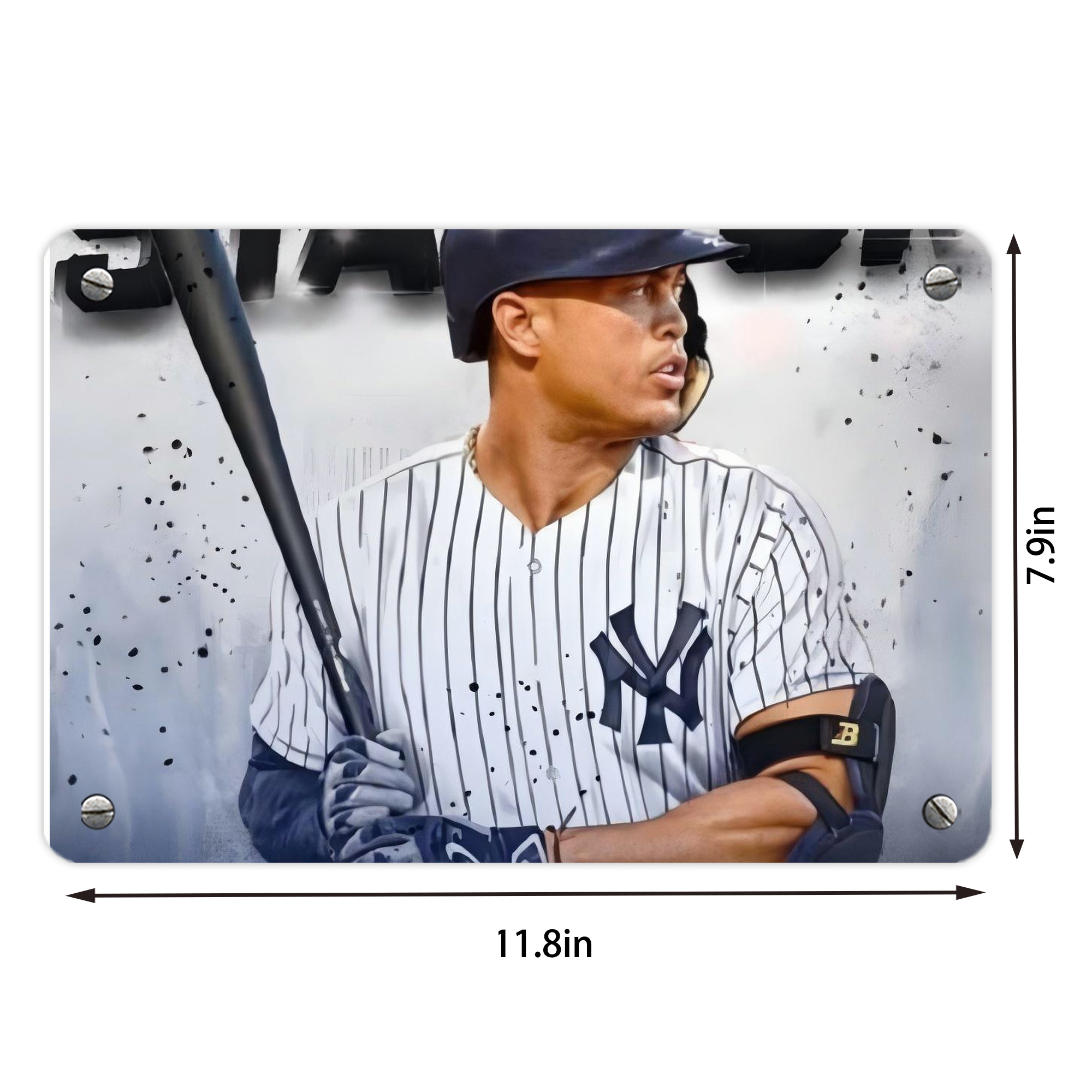 Giancarlo Stanton 40 Metal Tin Sign 12x8inch - Premium Full-Print Decorative Wall Art, Durable Rust-Resistant Metal Plaque For Living Room, Bedroom, Kitchen, Office, Bar Décor