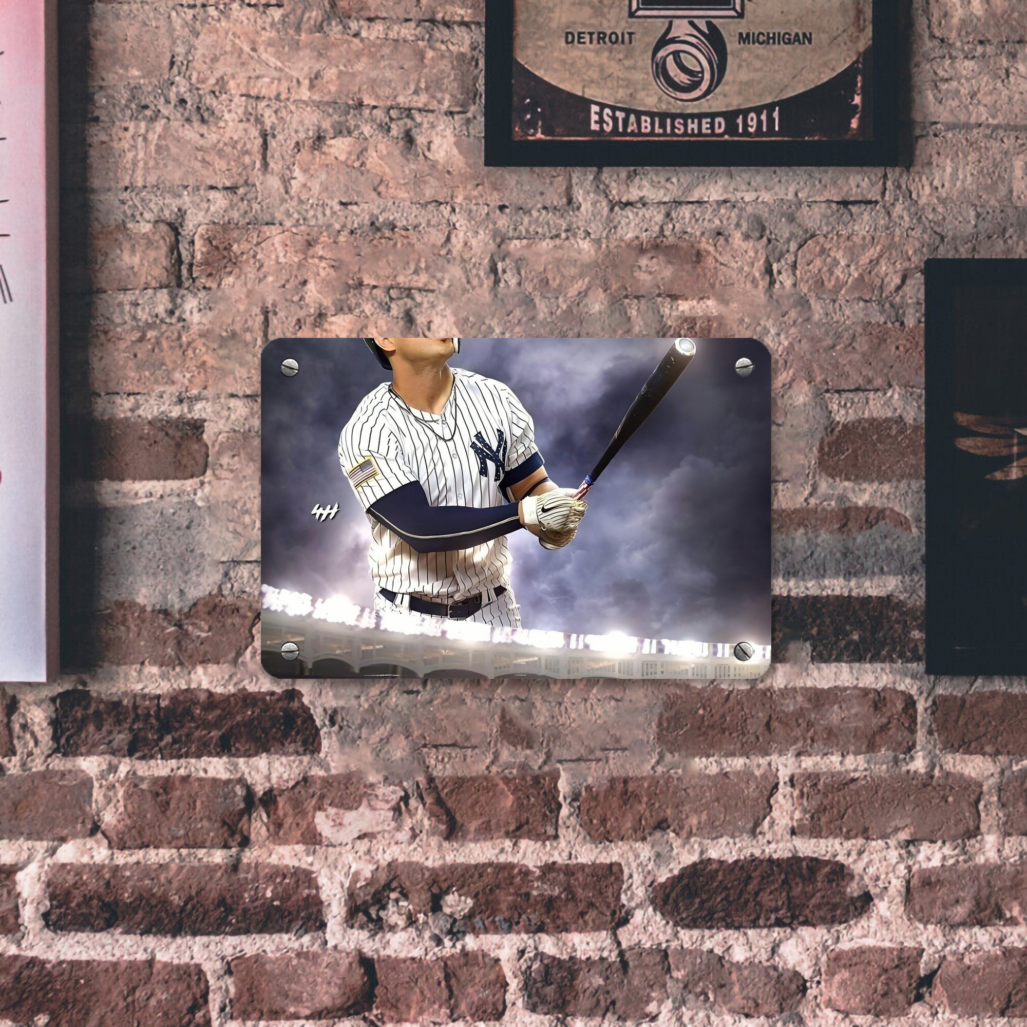 Giancarlo Stanton 41 Metal Tin Sign 12x8inch - Premium Full-Print Decorative Wall Art, Durable Rust-Resistant Metal Plaque For Living Room, Bedroom, Kitchen, Office, Bar Décor