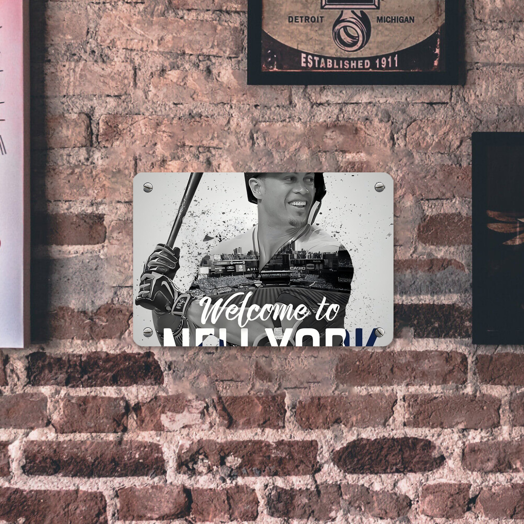 Giancarlo Stanton 42 Metal Tin Sign 12x8inch - Premium Full-Print Decorative Wall Art, Durable Rust-Resistant Metal Plaque For Living Room, Bedroom, Kitchen, Office, Bar Décor