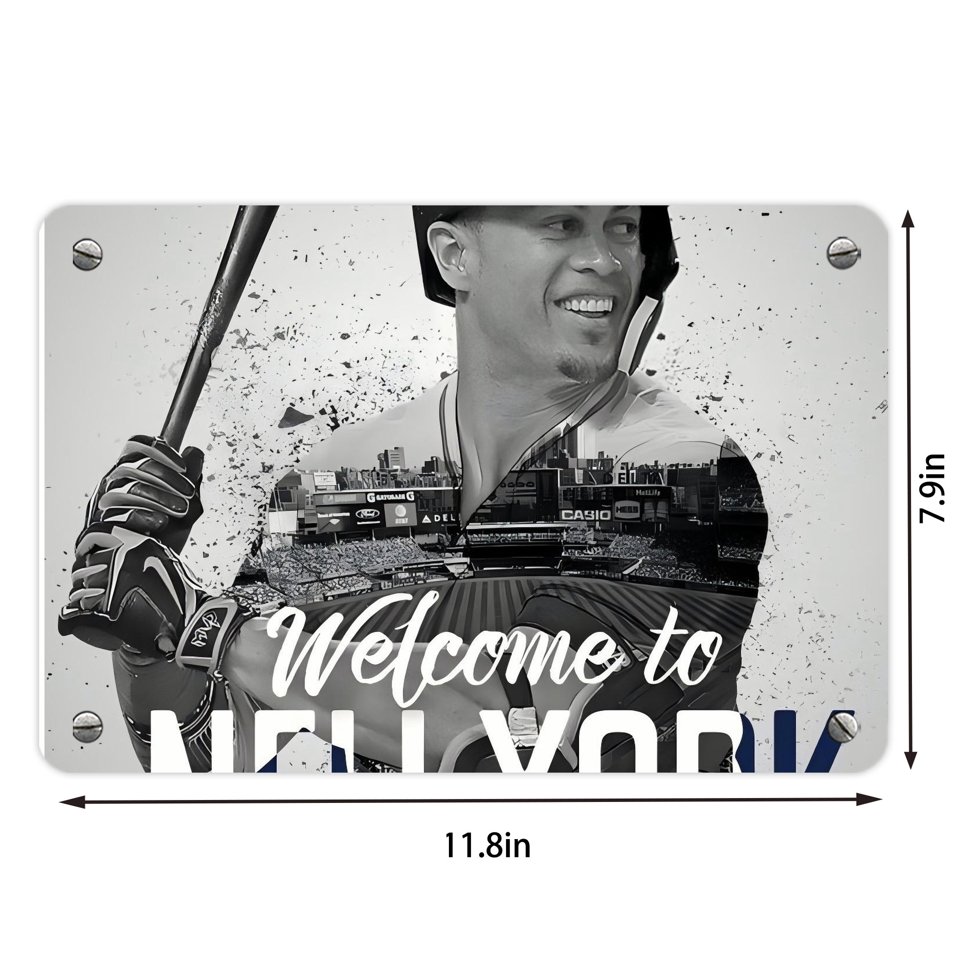 Giancarlo Stanton 42 Metal Tin Sign 12x8inch - Premium Full-Print Decorative Wall Art, Durable Rust-Resistant Metal Plaque For Living Room, Bedroom, Kitchen, Office, Bar Décor