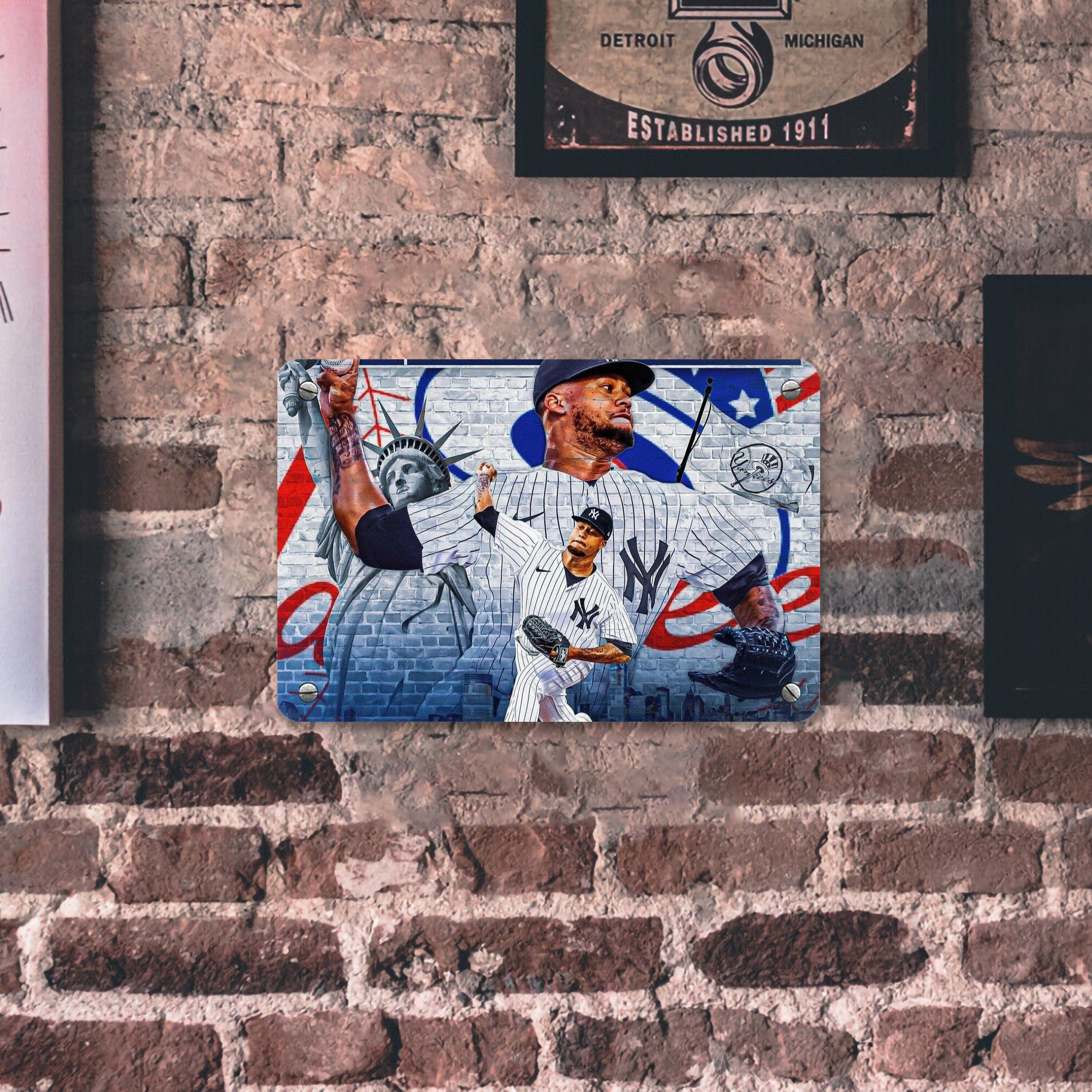 Giancarlo Stanton 43 Metal Tin Sign 12x8inch - Premium Full-Print Decorative Wall Art, Durable Rust-Resistant Metal Plaque For Living Room, Bedroom, Kitchen, Office, Bar Décor