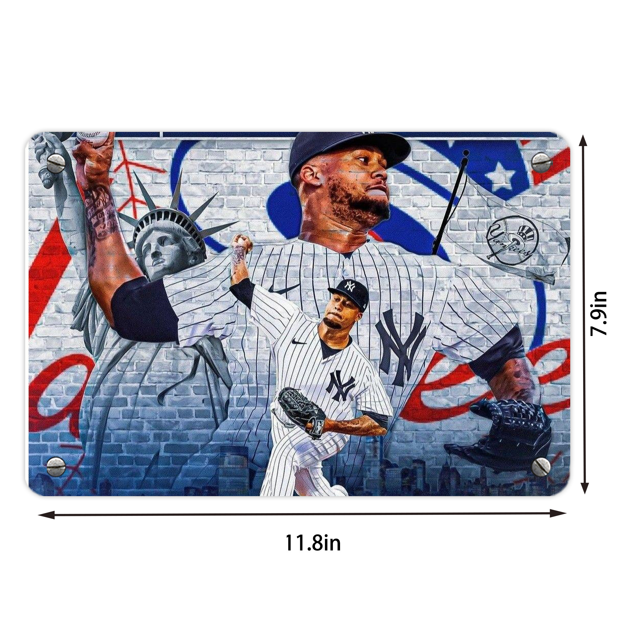 Giancarlo Stanton 43 Metal Tin Sign 12x8inch - Premium Full-Print Decorative Wall Art, Durable Rust-Resistant Metal Plaque For Living Room, Bedroom, Kitchen, Office, Bar Décor