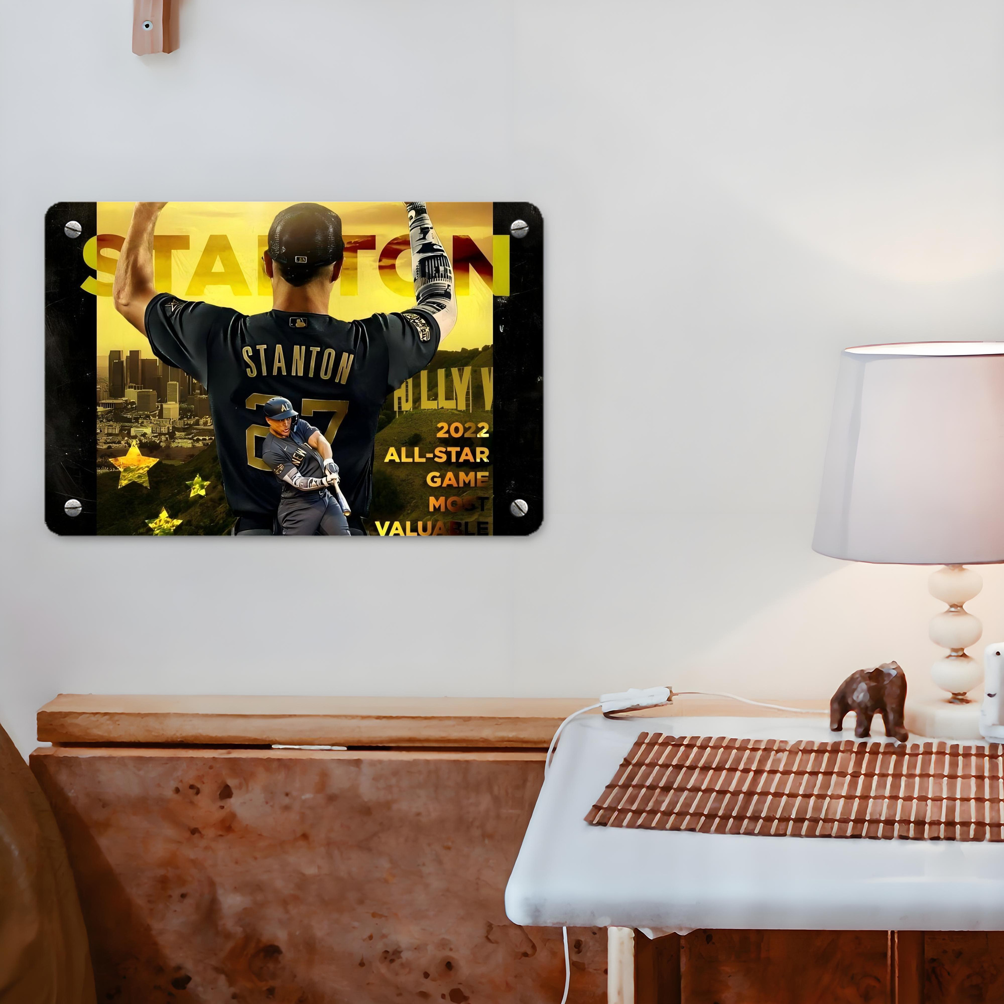 Giancarlo Stanton 44 Metal Tin Sign 12x8inch - Premium Full-Print Decorative Wall Art, Durable Rust-Resistant Metal Plaque For Living Room, Bedroom, Kitchen, Office, Bar Décor