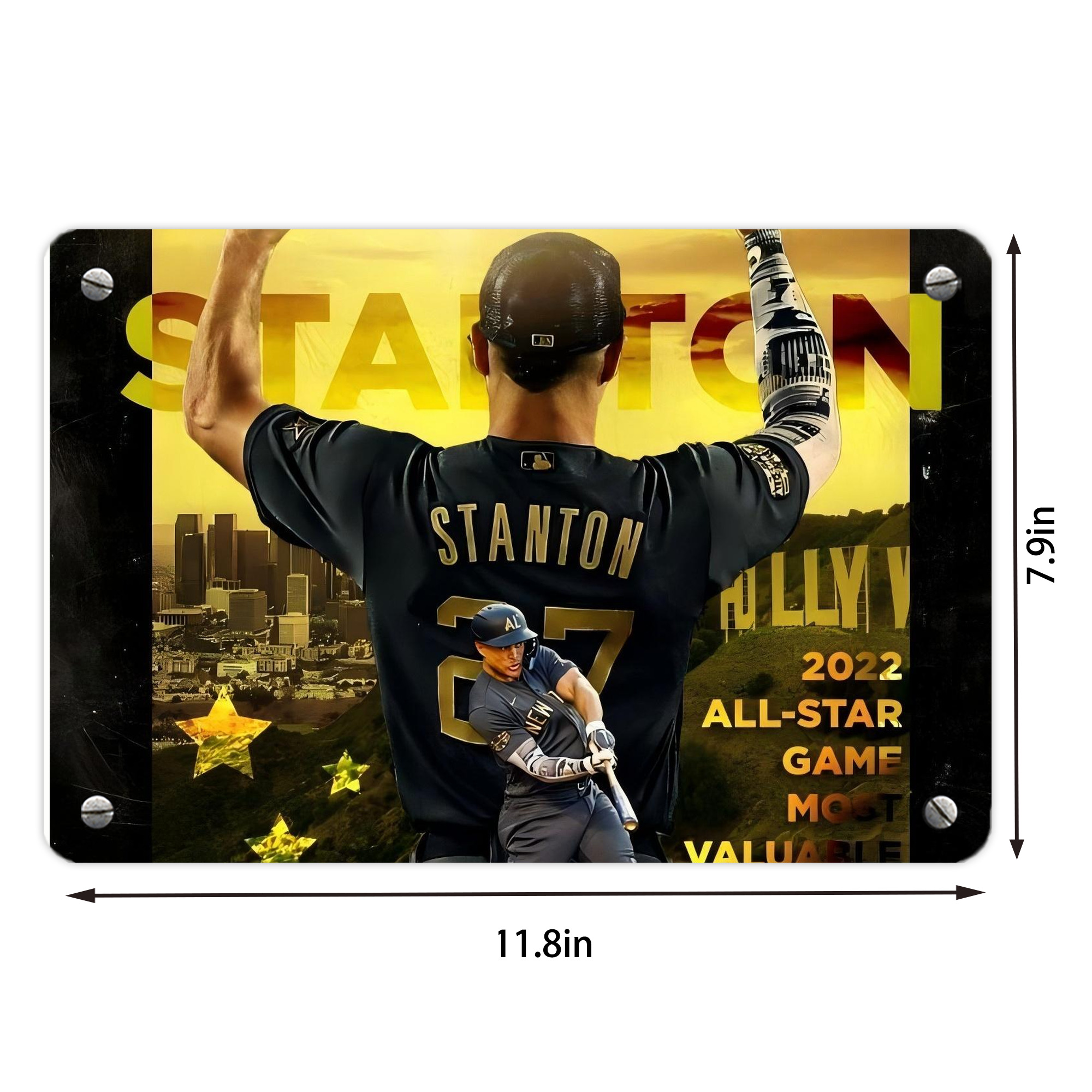 Giancarlo Stanton 44 Metal Tin Sign 12x8inch - Premium Full-Print Decorative Wall Art, Durable Rust-Resistant Metal Plaque For Living Room, Bedroom, Kitchen, Office, Bar Décor