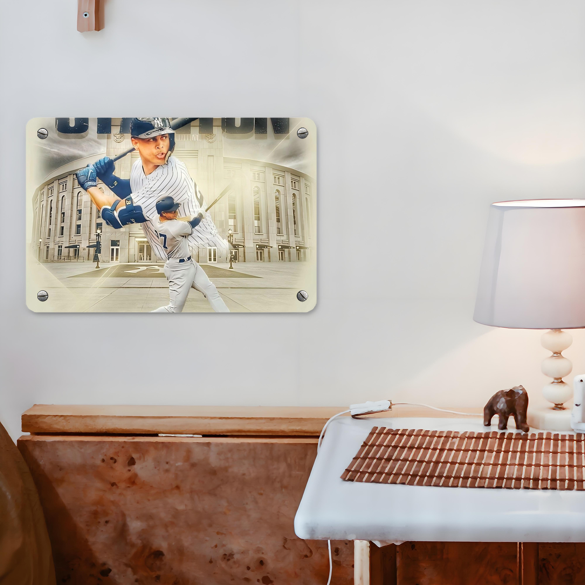 Giancarlo Stanton 45 Metal Tin Sign 12x8inch - Premium Full-Print Decorative Wall Art, Durable Rust-Resistant Metal Plaque For Living Room, Bedroom, Kitchen, Office, Bar Décor