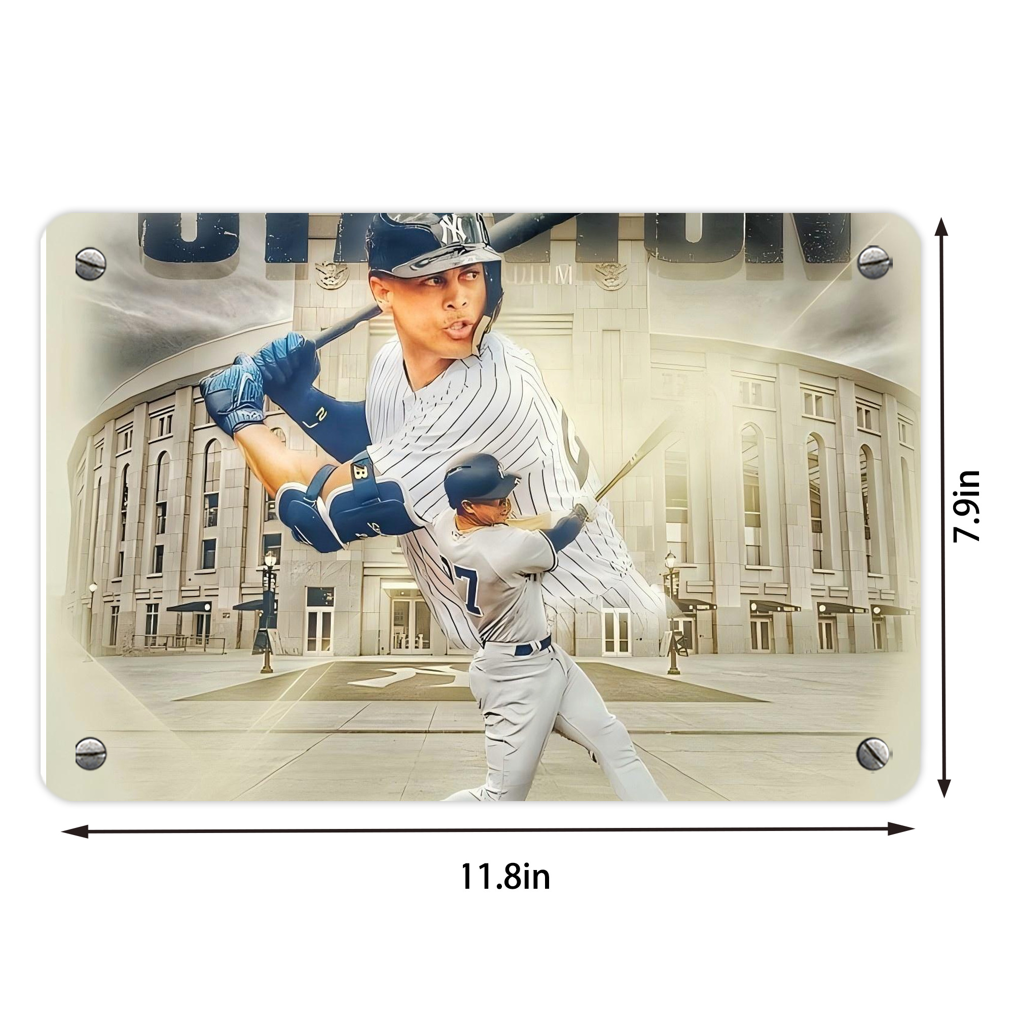 Giancarlo Stanton 45 Metal Tin Sign 12x8inch - Premium Full-Print Decorative Wall Art, Durable Rust-Resistant Metal Plaque For Living Room, Bedroom, Kitchen, Office, Bar Décor