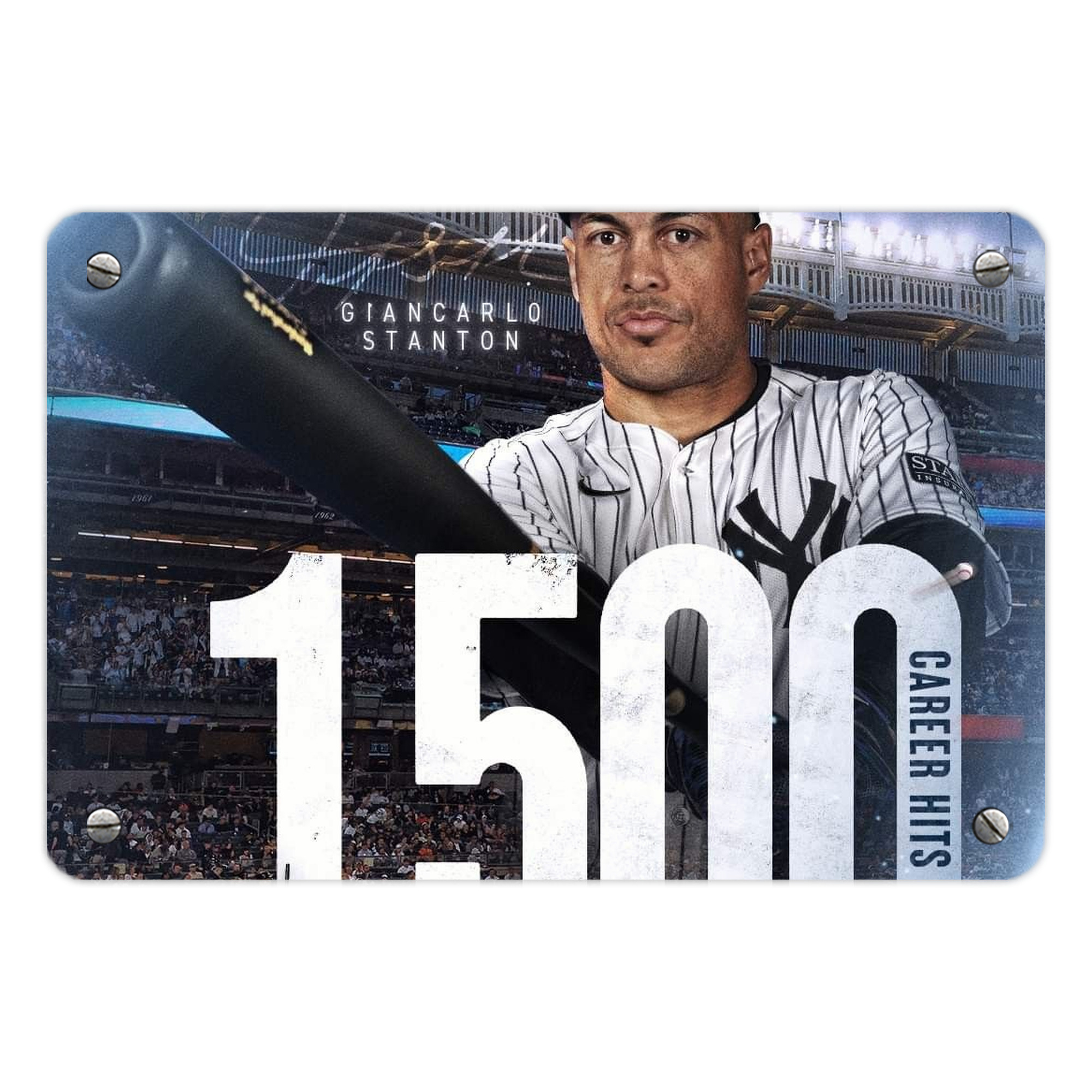 Giancarlo Stanton 39 Metal Tin Sign 12x8inch - Premium Full-Print Decorative Wall Art, Durable Rust-Resistant Metal Plaque For Living Room, Bedroom, Kitchen, Office, Bar Décor