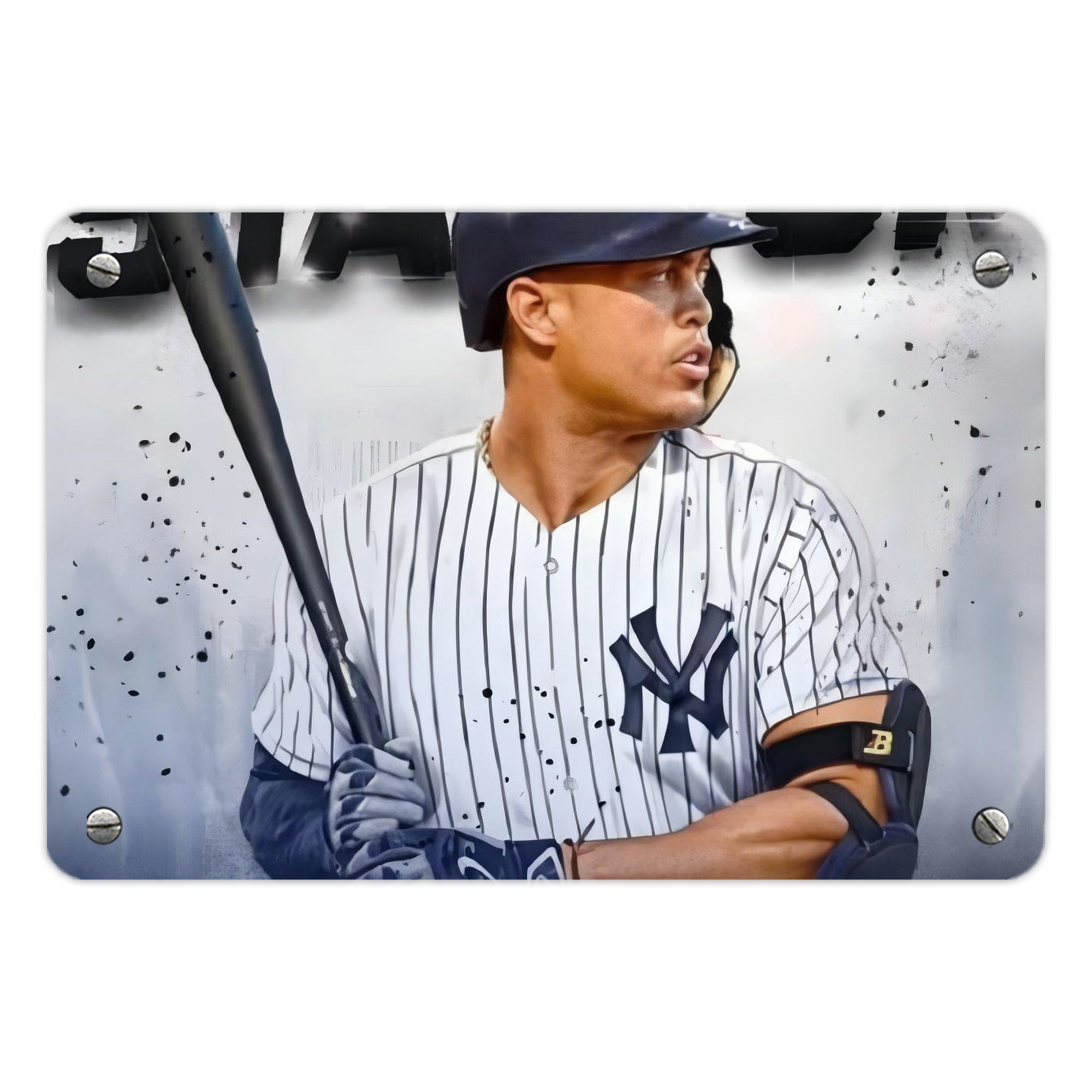 Giancarlo Stanton 40 Metal Tin Sign 12x8inch - Premium Full-Print Decorative Wall Art, Durable Rust-Resistant Metal Plaque For Living Room, Bedroom, Kitchen, Office, Bar Décor