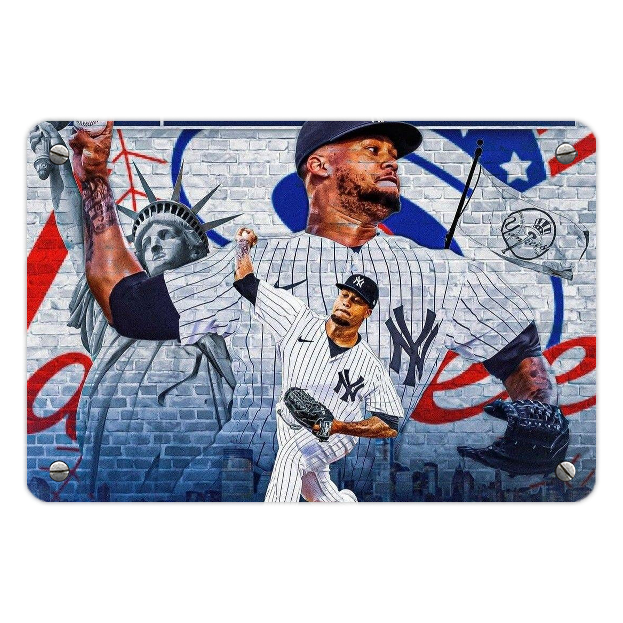 Giancarlo Stanton 43 Metal Tin Sign 12x8inch - Premium Full-Print Decorative Wall Art, Durable Rust-Resistant Metal Plaque For Living Room, Bedroom, Kitchen, Office, Bar Décor
