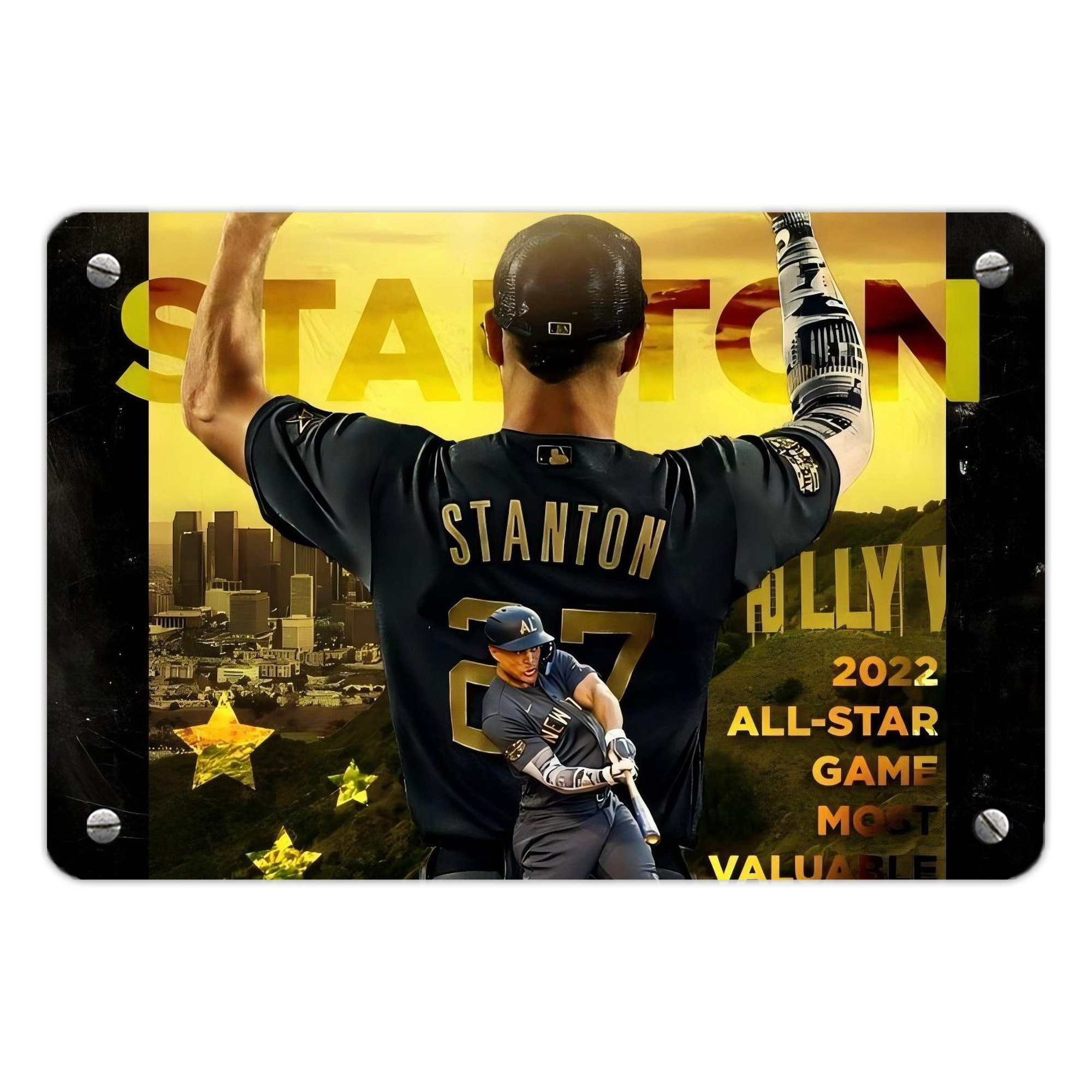 Giancarlo Stanton 44 Metal Tin Sign 12x8inch - Premium Full-Print Decorative Wall Art, Durable Rust-Resistant Metal Plaque For Living Room, Bedroom, Kitchen, Office, Bar Décor