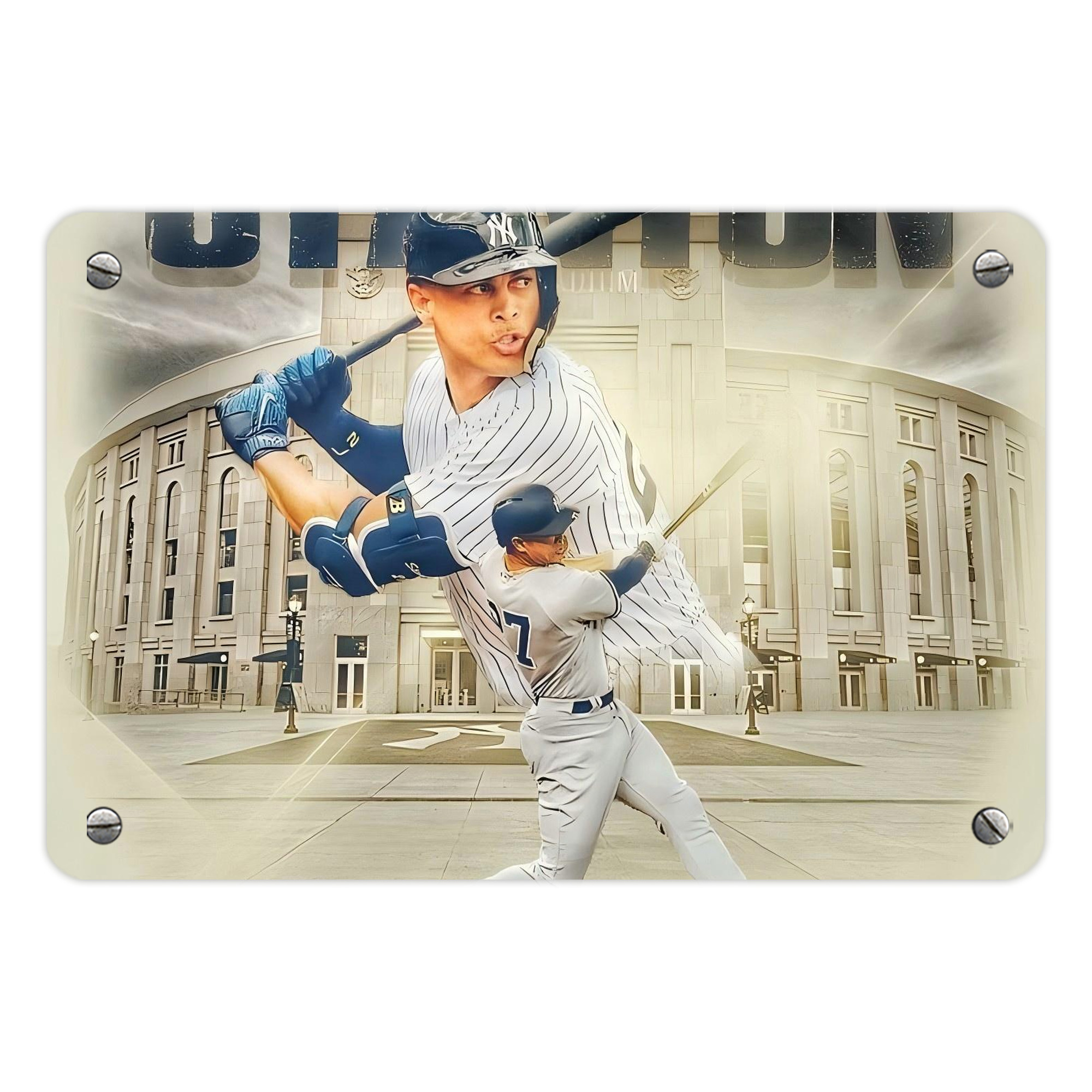 Giancarlo Stanton 45 Metal Tin Sign 12x8inch - Premium Full-Print Decorative Wall Art, Durable Rust-Resistant Metal Plaque For Living Room, Bedroom, Kitchen, Office, Bar Décor