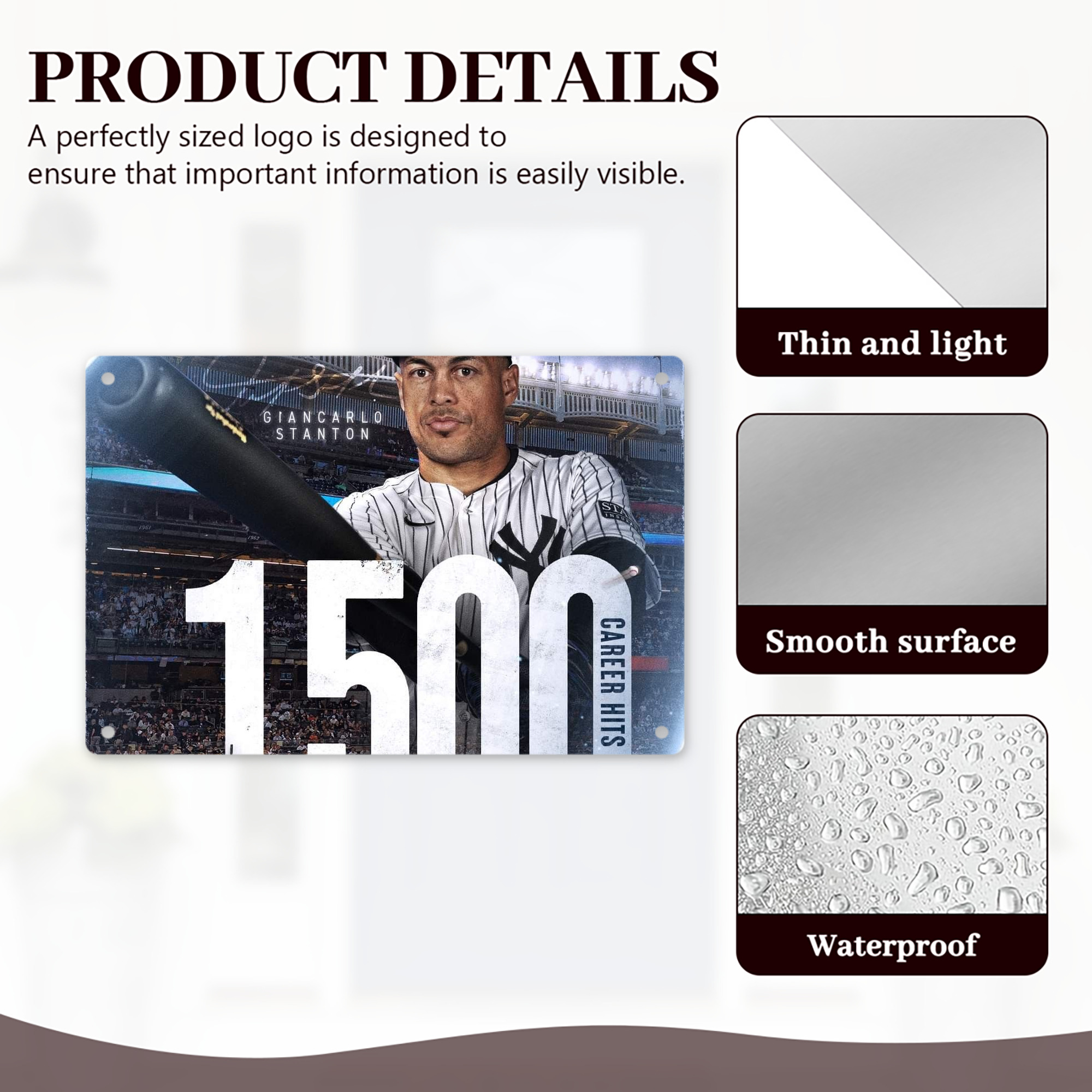 Giancarlo Stanton 39 Decorative Aluminum Plaque – Horizontal Design – Durable, Stylish, Easy To Install – Ideal For Home, Office, Bar, And More