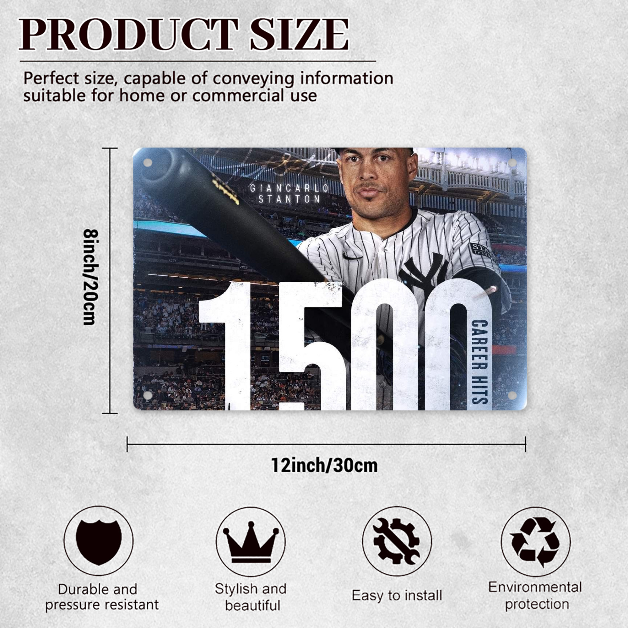 Giancarlo Stanton 39 Decorative Aluminum Plaque – Horizontal Design – Durable, Stylish, Easy To Install – Ideal For Home, Office, Bar, And More