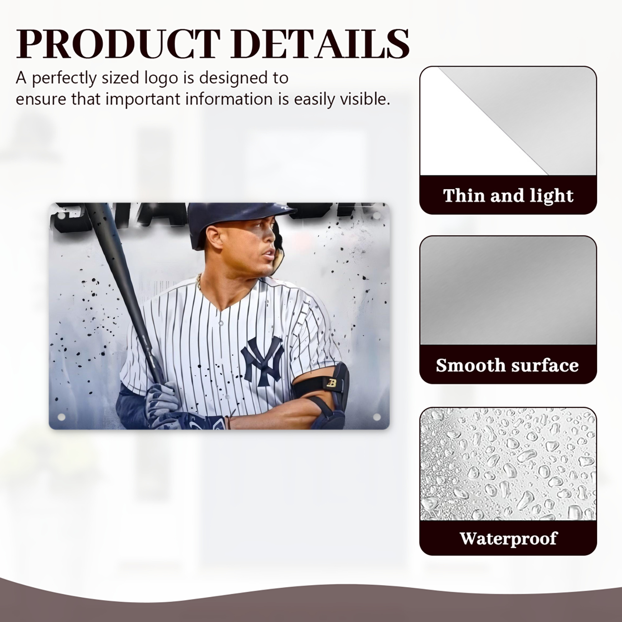 Giancarlo Stanton 40 Decorative Aluminum Plaque – Horizontal Design – Durable, Stylish, Easy To Install – Ideal For Home, Office, Bar, And More