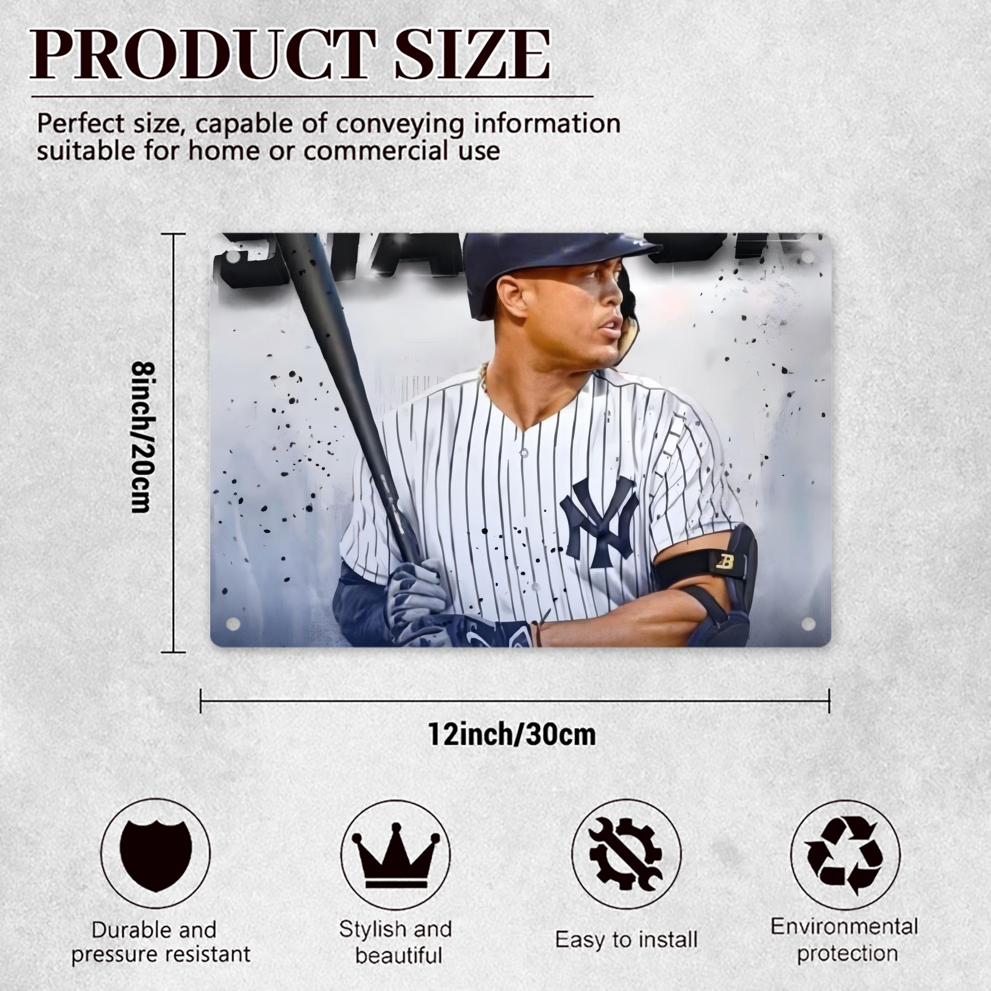 Giancarlo Stanton 40 Decorative Aluminum Plaque – Horizontal Design – Durable, Stylish, Easy To Install – Ideal For Home, Office, Bar, And More