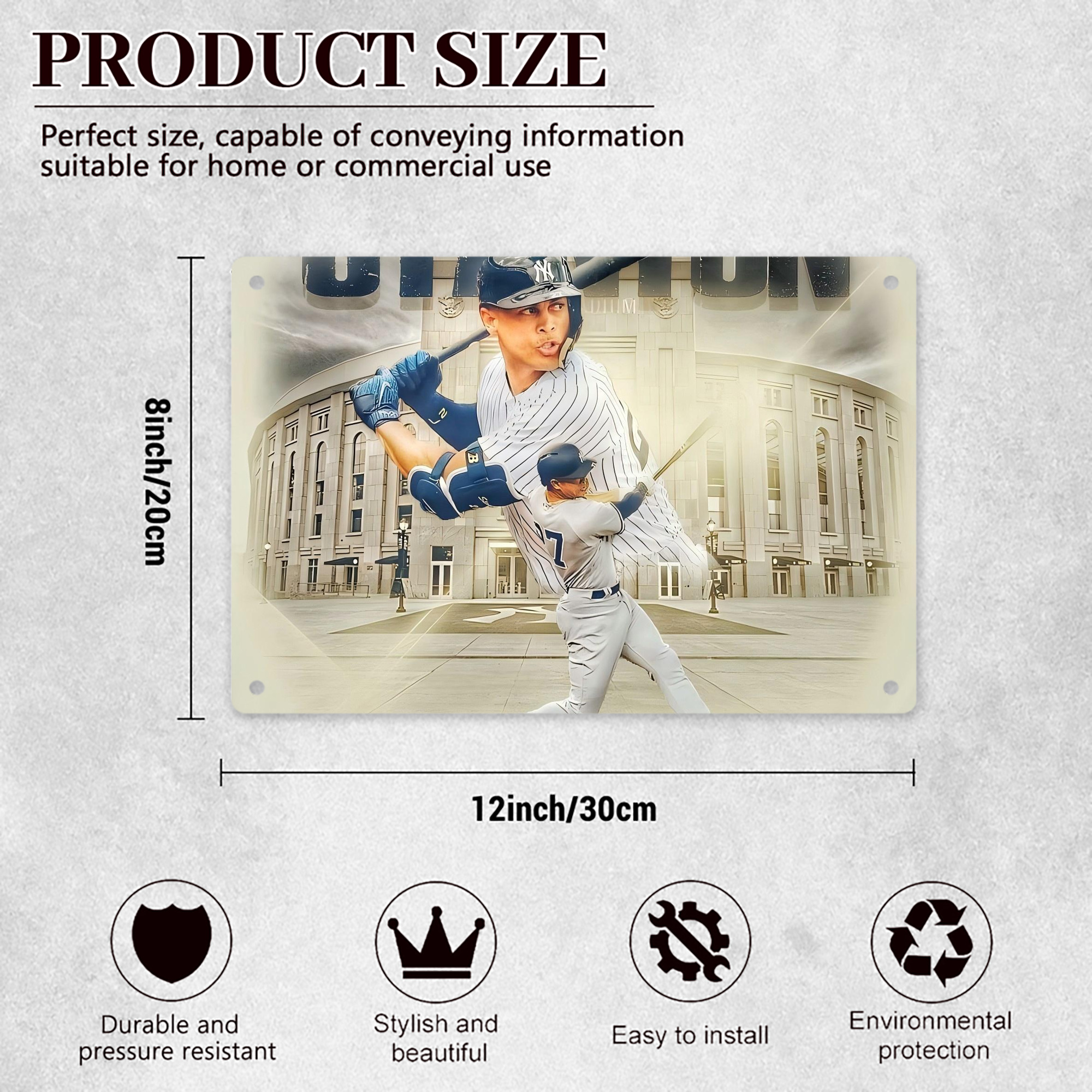 Giancarlo Stanton 45 Decorative Aluminum Plaque – Horizontal Design – Durable, Stylish, Easy To Install – Ideal For Home, Office, Bar, And More