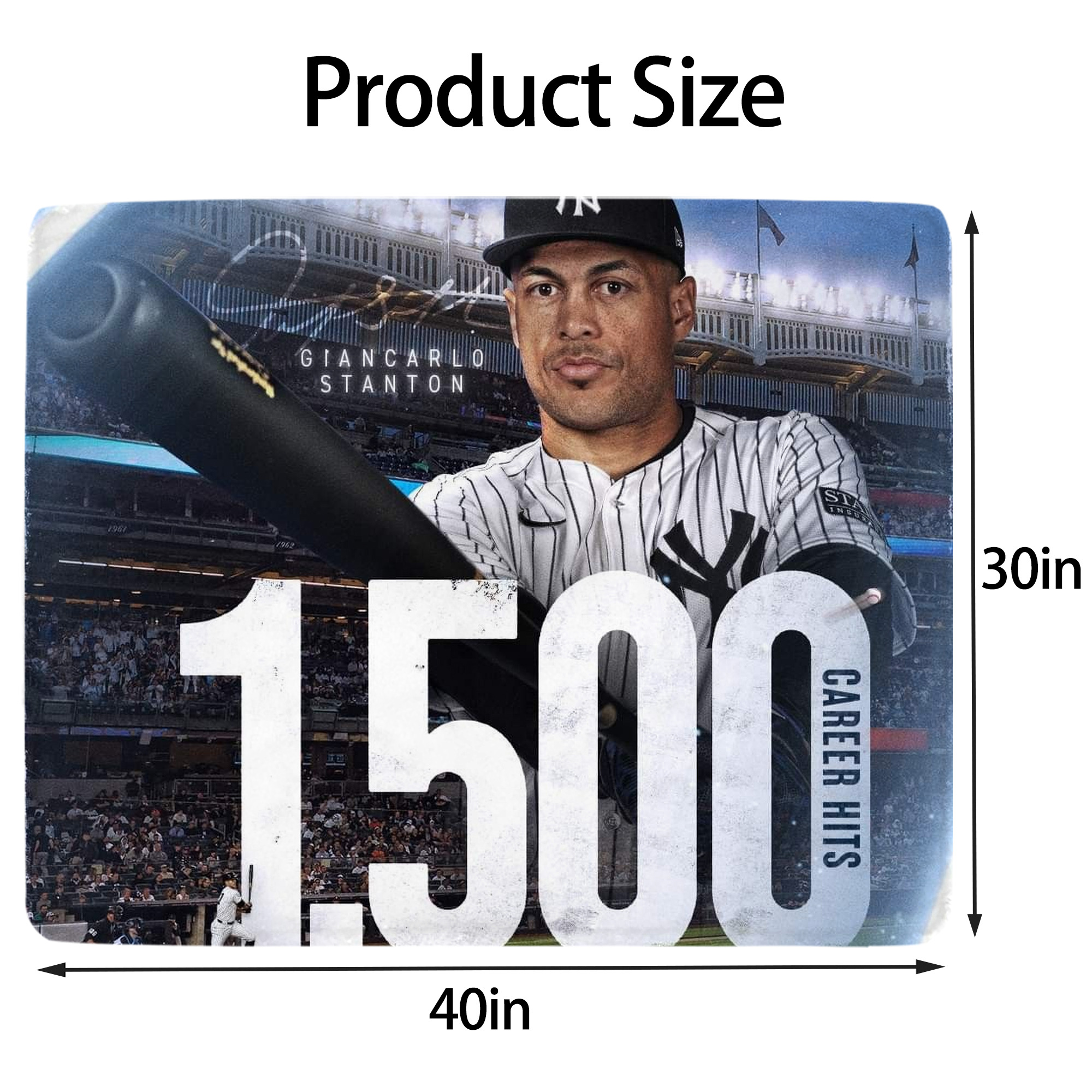 Giancarlo Stanton 39 Soft Plush Fleece Blanket 30x40 Inch - 300GSM Flannel, Ultra Soft & Warm, Lightweight & Durable, Perfect For Kids, Adults, Couch, Bed, Camping, Travel, Gift For Family & Friends