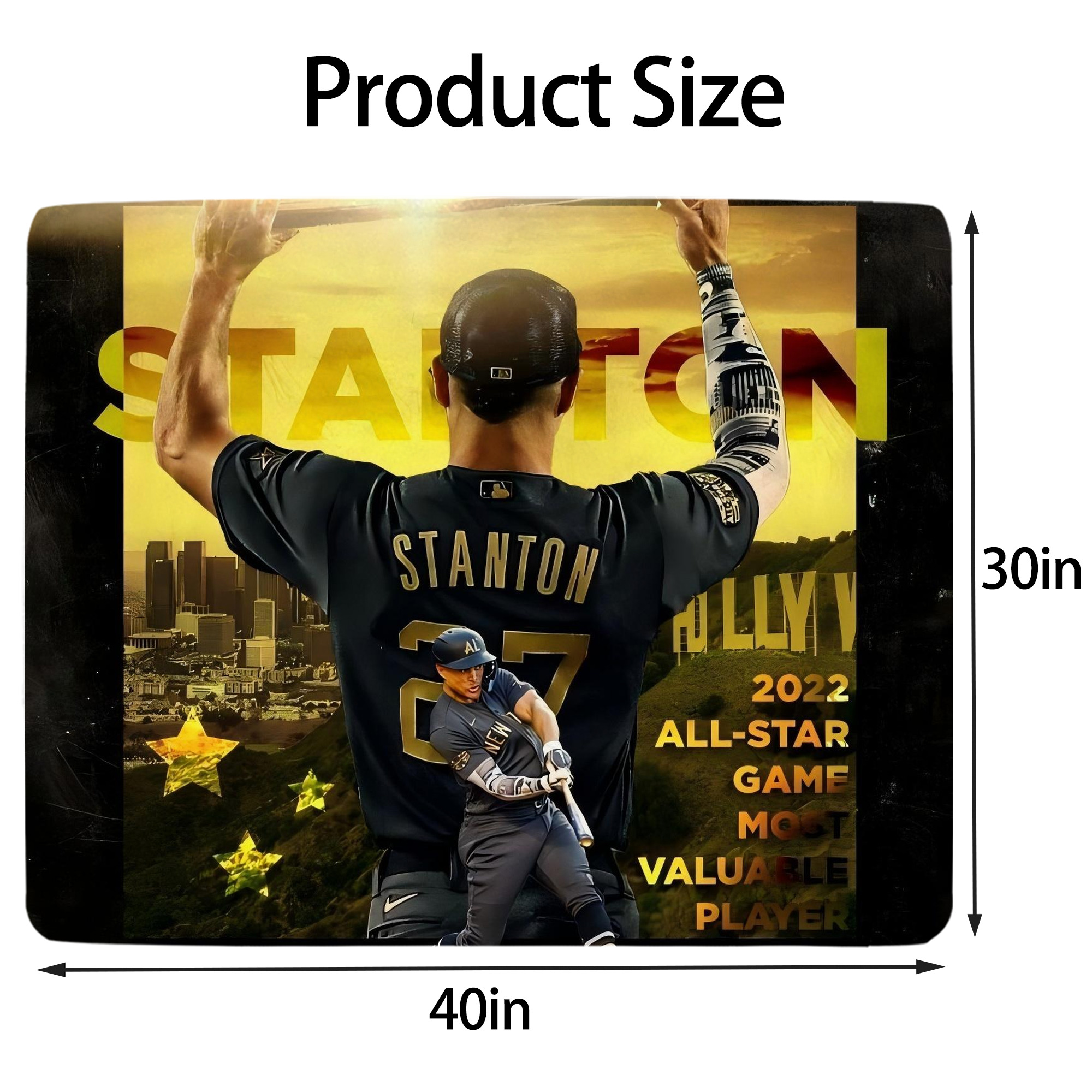 Giancarlo Stanton 44 Soft Plush Fleece Blanket 30x40 Inch - 300GSM Flannel, Ultra Soft & Warm, Lightweight & Durable, Perfect For Kids, Adults, Couch, Bed, Camping, Travel, Gift For Family & Friends