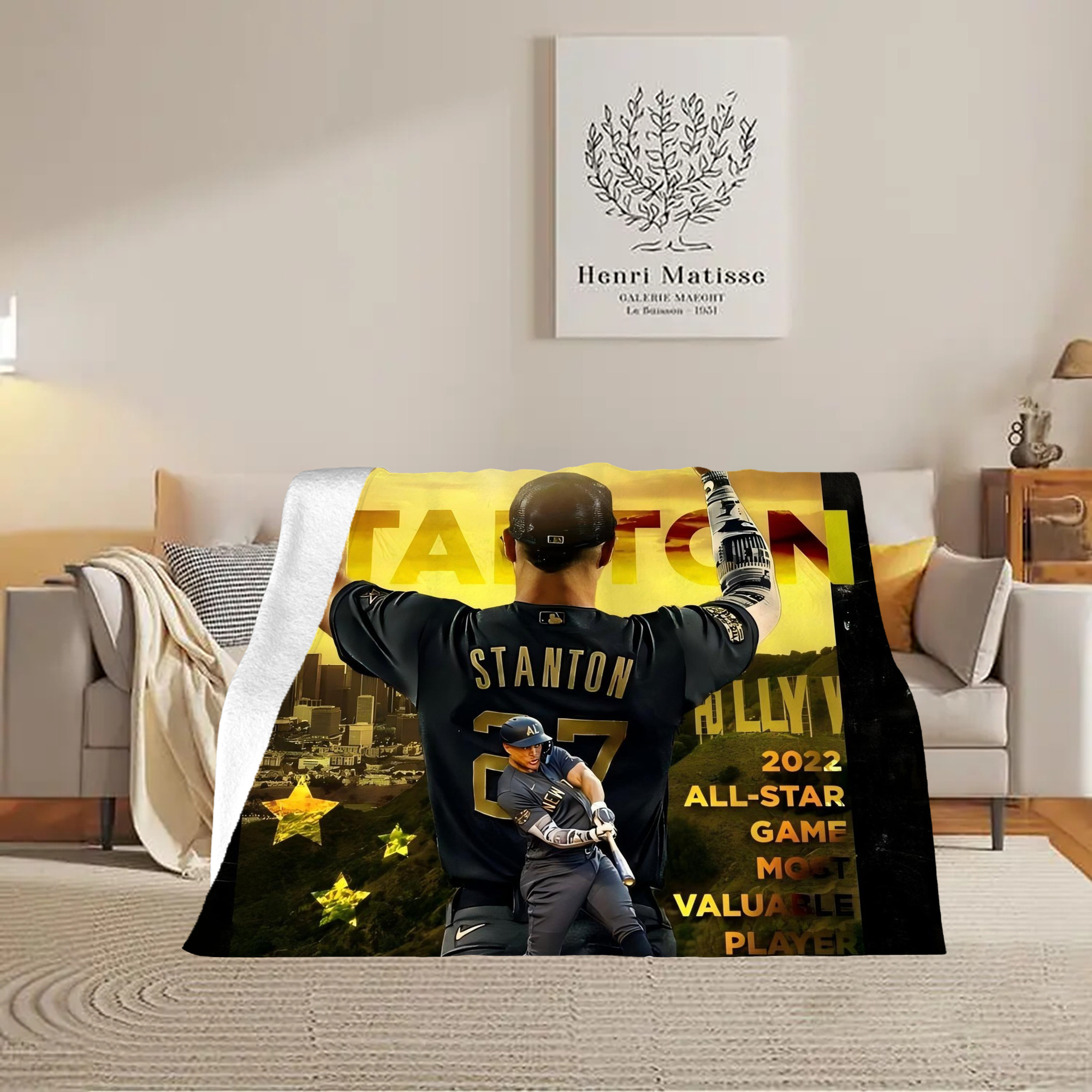 Giancarlo Stanton 44 Soft Plush Fleece Blanket 30x40 Inch - 300GSM Flannel, Ultra Soft & Warm, Lightweight & Durable, Perfect For Kids, Adults, Couch, Bed, Camping, Travel, Gift For Family & Friends