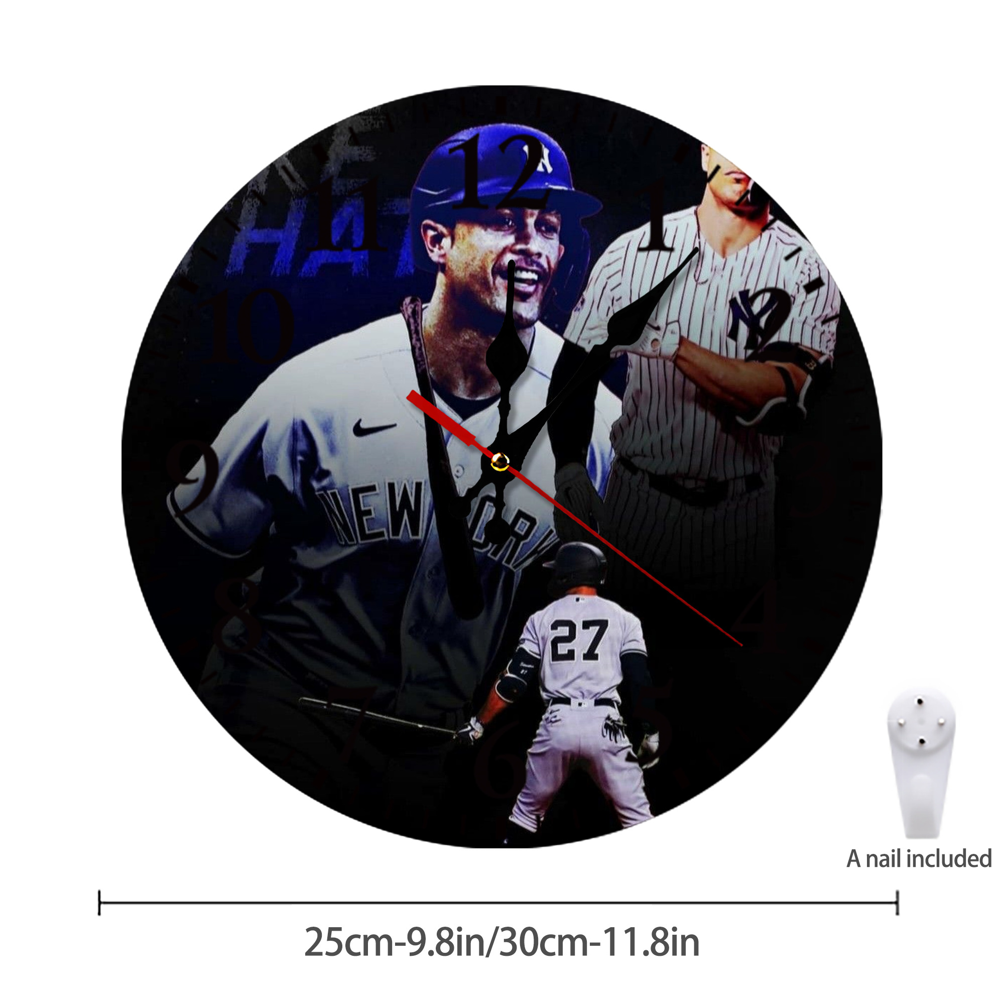 Giancarlo Stanton 36 Silent Round Wall Clock – Modern & Stylish DIY Design, Durable Wood Construction, Easy To Install – Perfect For Office, Bedroom, Living Room, And More