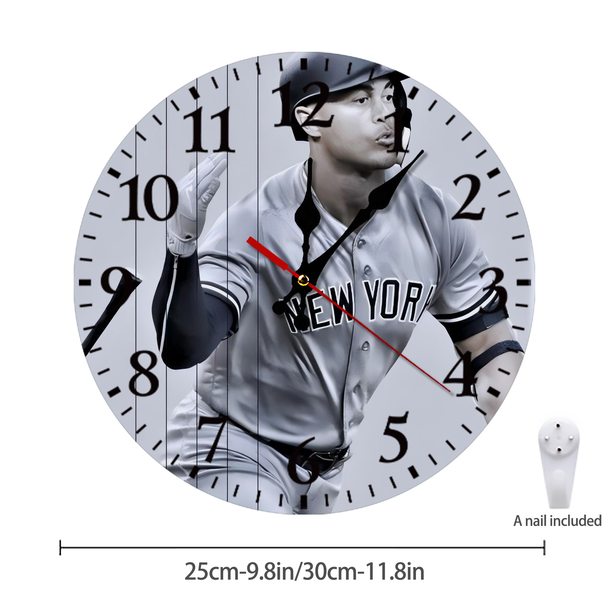 Giancarlo Stanton 37 Silent Round Wall Clock – Modern & Stylish DIY Design, Durable Wood Construction, Easy To Install – Perfect For Office, Bedroom, Living Room, And More