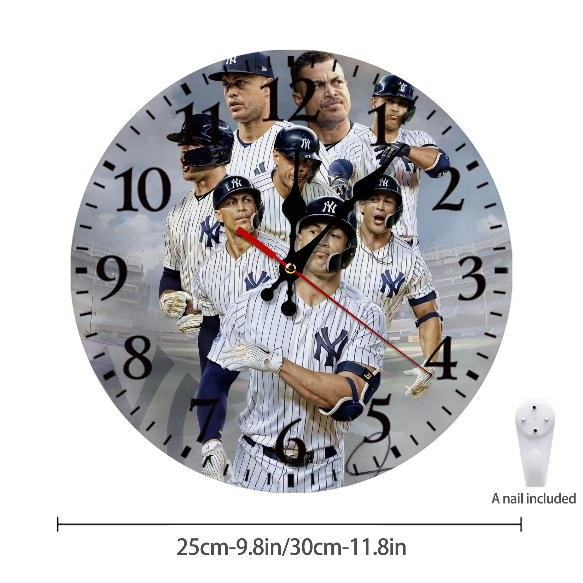 Giancarlo Stanton 38 Silent Round Wall Clock – Modern & Stylish DIY Design, Durable Wood Construction, Easy To Install – Perfect For Office, Bedroom, Living Room, And More