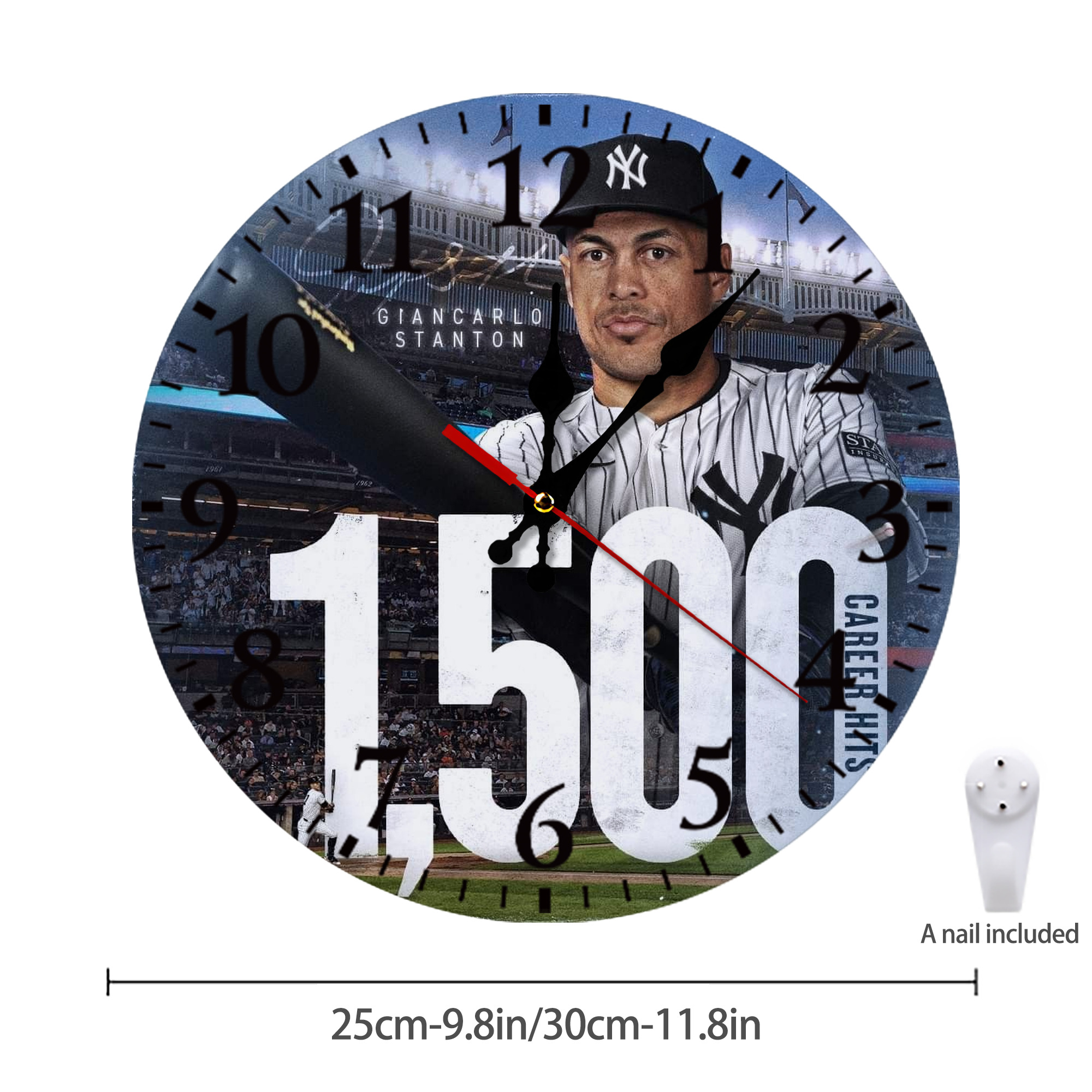 Giancarlo Stanton 39 Silent Round Wall Clock – Modern & Stylish DIY Design, Durable Wood Construction, Easy To Install – Perfect For Office, Bedroom, Living Room, And More