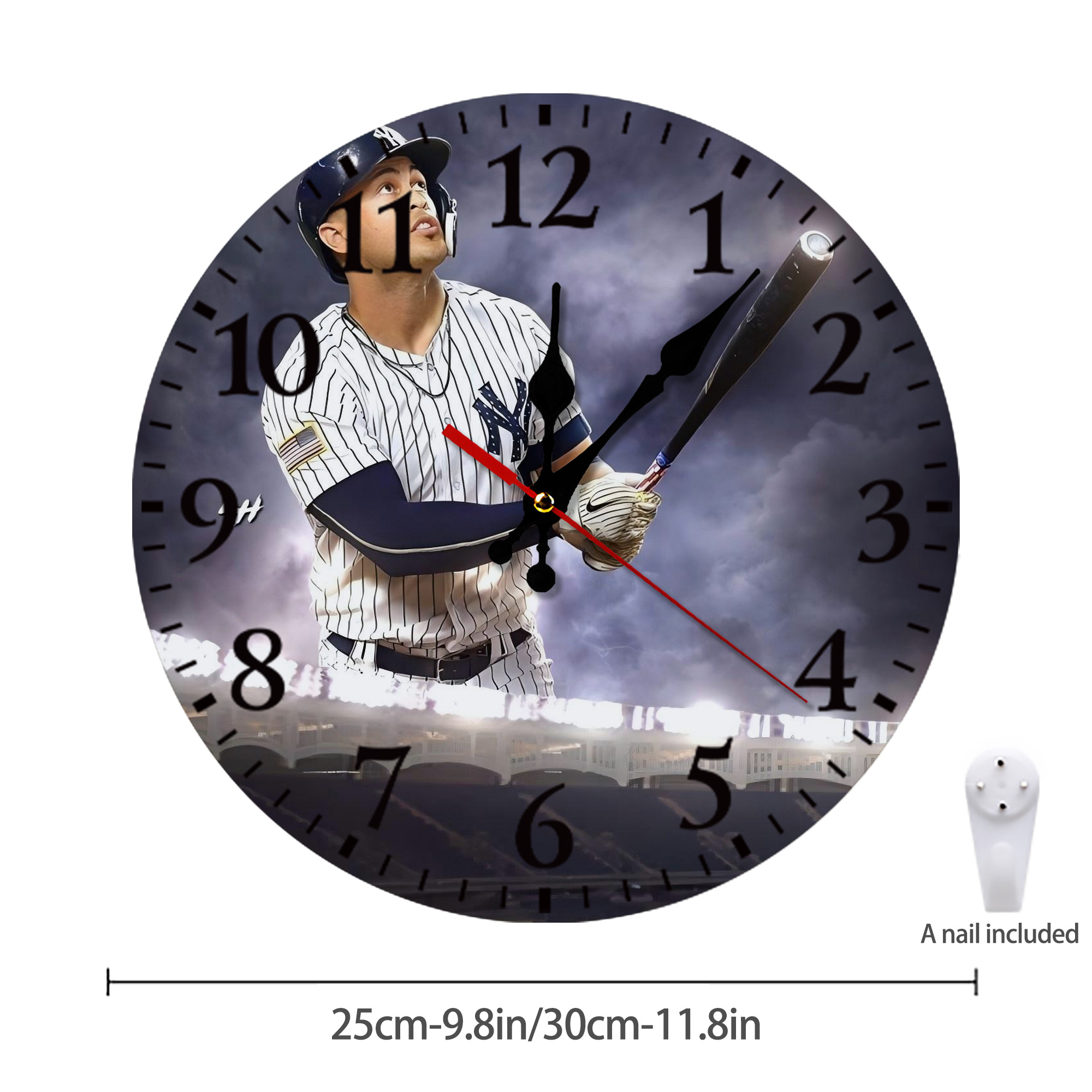 Giancarlo Stanton 41 Silent Round Wall Clock – Modern & Stylish DIY Design, Durable Wood Construction, Easy To Install – Perfect For Office, Bedroom, Living Room, And More