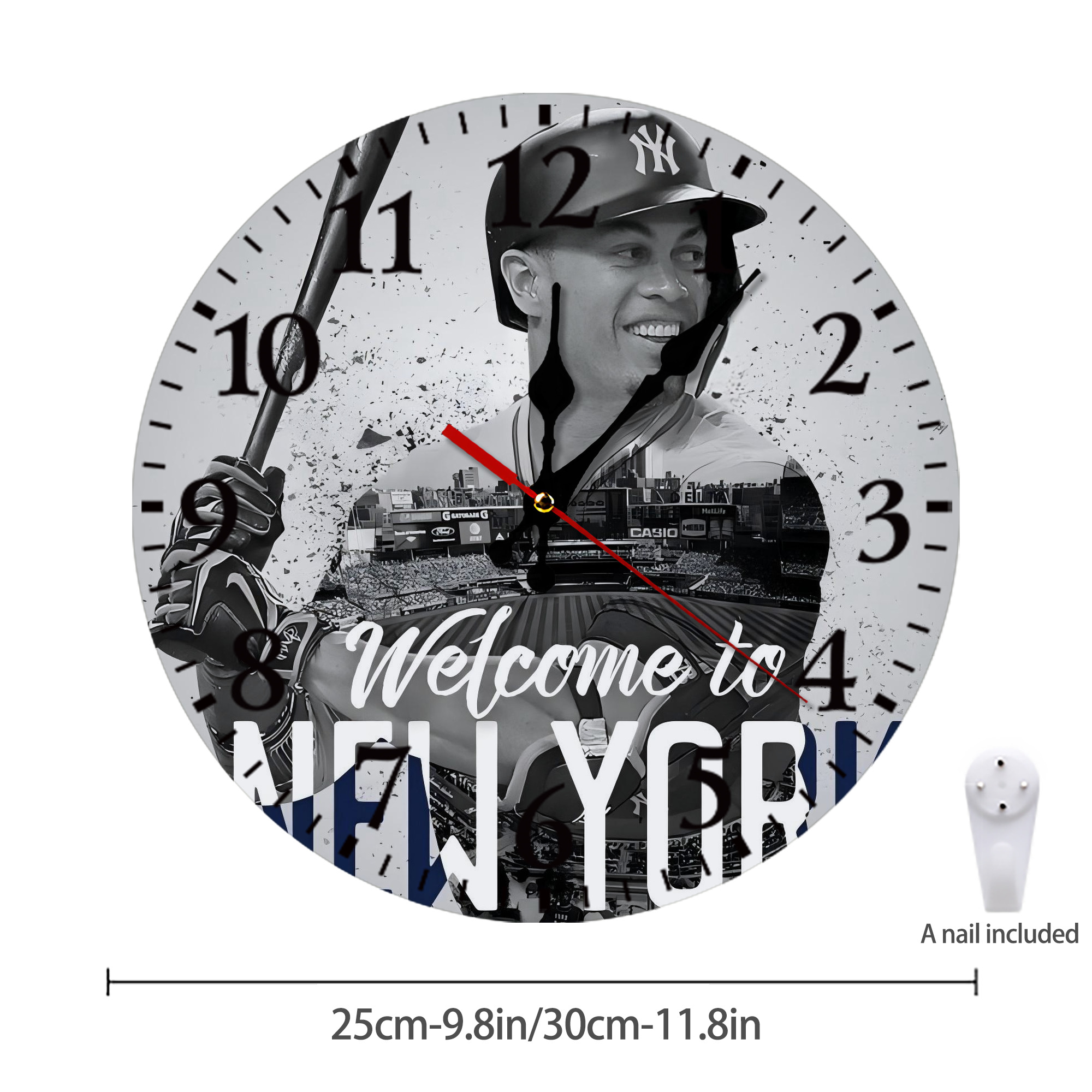 Giancarlo Stanton 42 Silent Round Wall Clock – Modern & Stylish DIY Design, Durable Wood Construction, Easy To Install – Perfect For Office, Bedroom, Living Room, And More