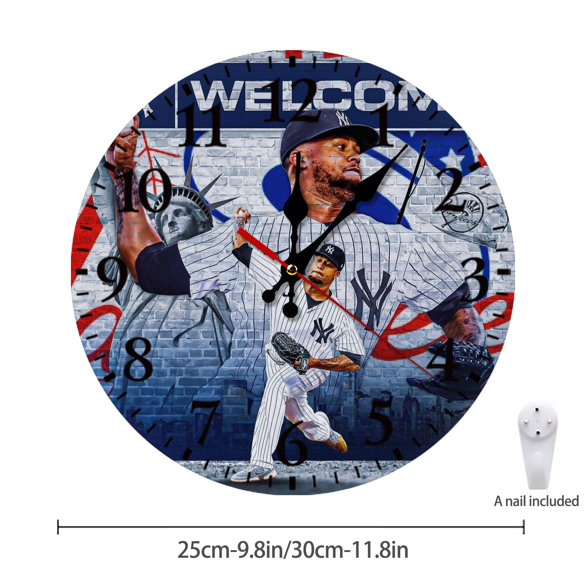 Giancarlo Stanton 43 Silent Round Wall Clock – Modern & Stylish DIY Design, Durable Wood Construction, Easy To Install – Perfect For Office, Bedroom, Living Room, And More