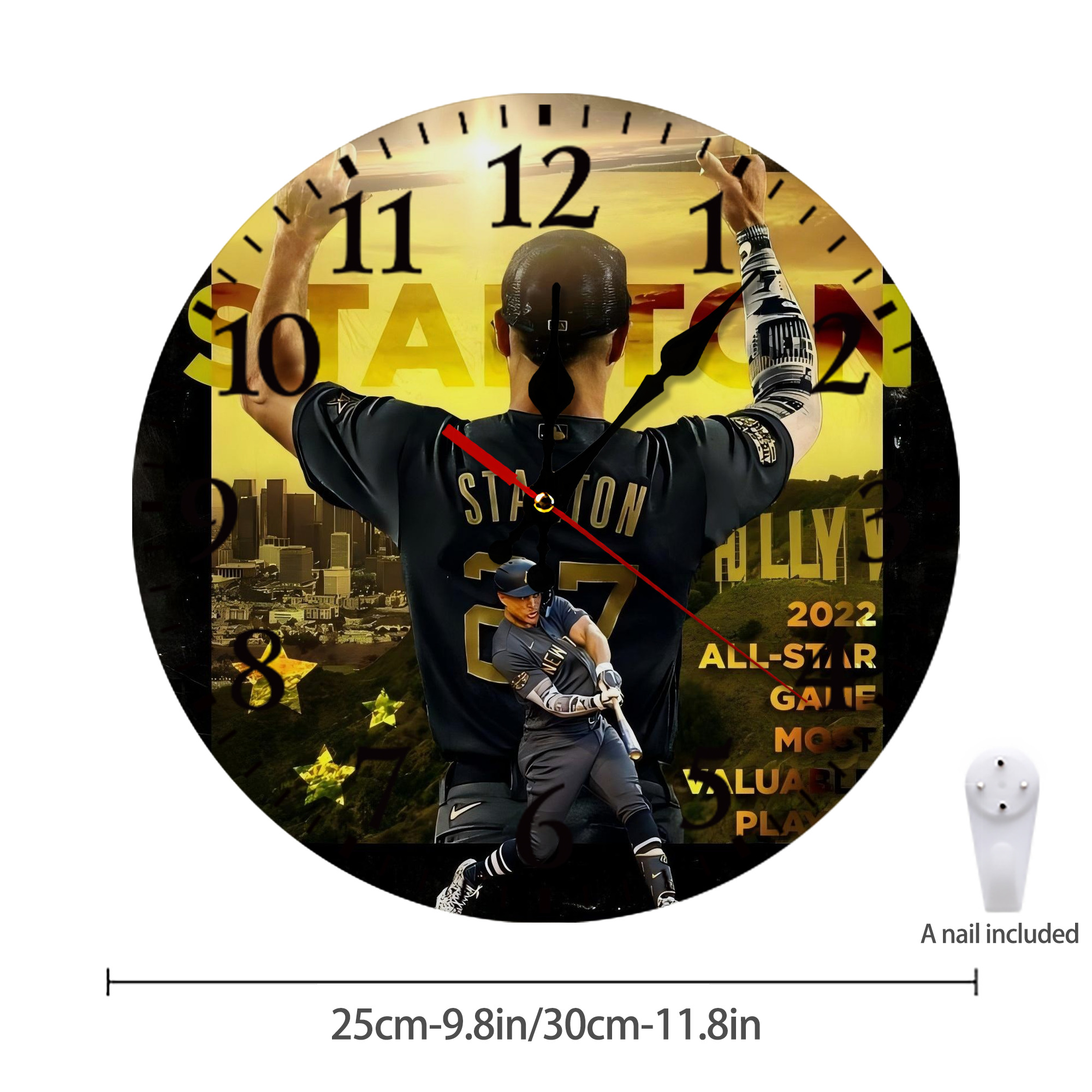 Giancarlo Stanton 44 Silent Round Wall Clock – Modern & Stylish DIY Design, Durable Wood Construction, Easy To Install – Perfect For Office, Bedroom, Living Room, And More