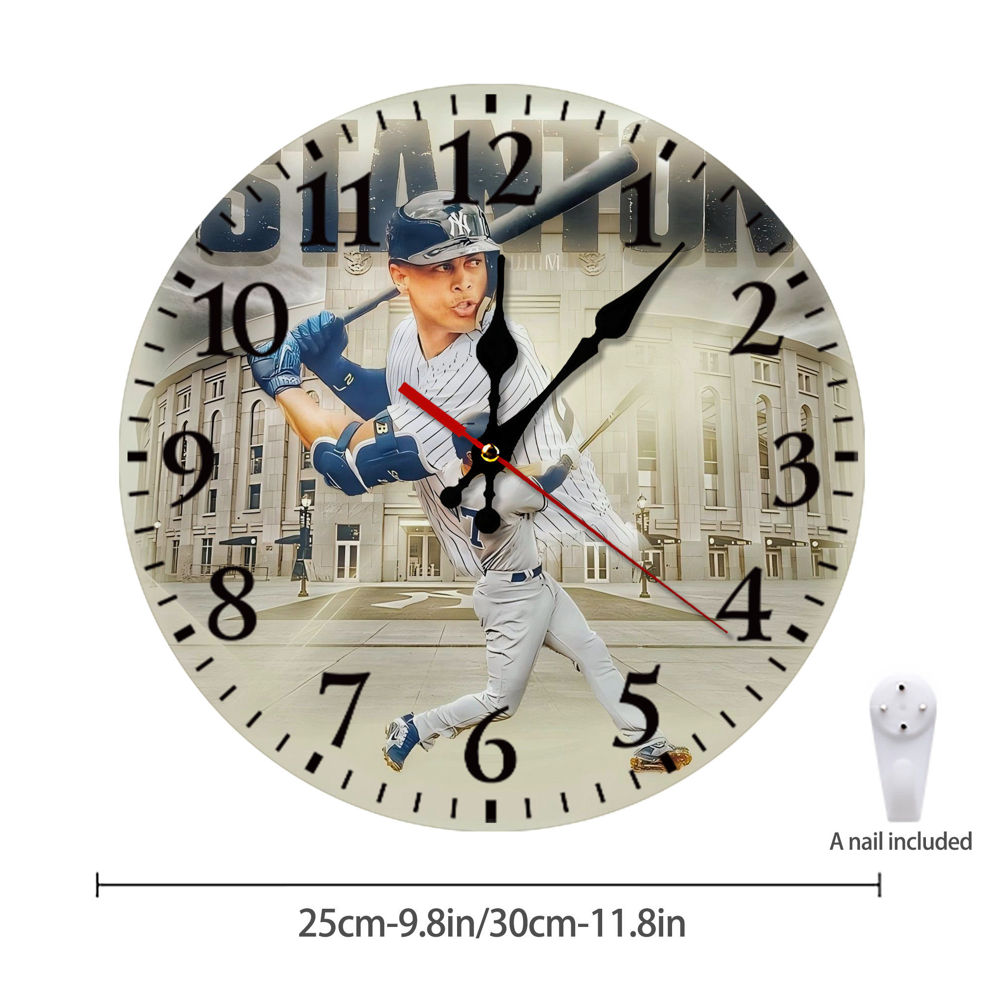 Giancarlo Stanton 45 Silent Round Wall Clock – Modern & Stylish DIY Design, Durable Wood Construction, Easy To Install – Perfect For Office, Bedroom, Living Room, And More