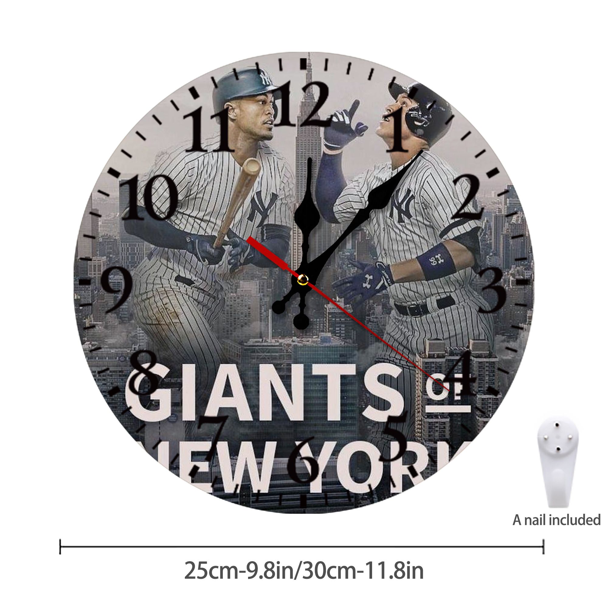 Giancarlo Stanton 46 Silent Round Wall Clock – Modern & Stylish DIY Design, Durable Wood Construction, Easy To Install – Perfect For Office, Bedroom, Living Room, And More