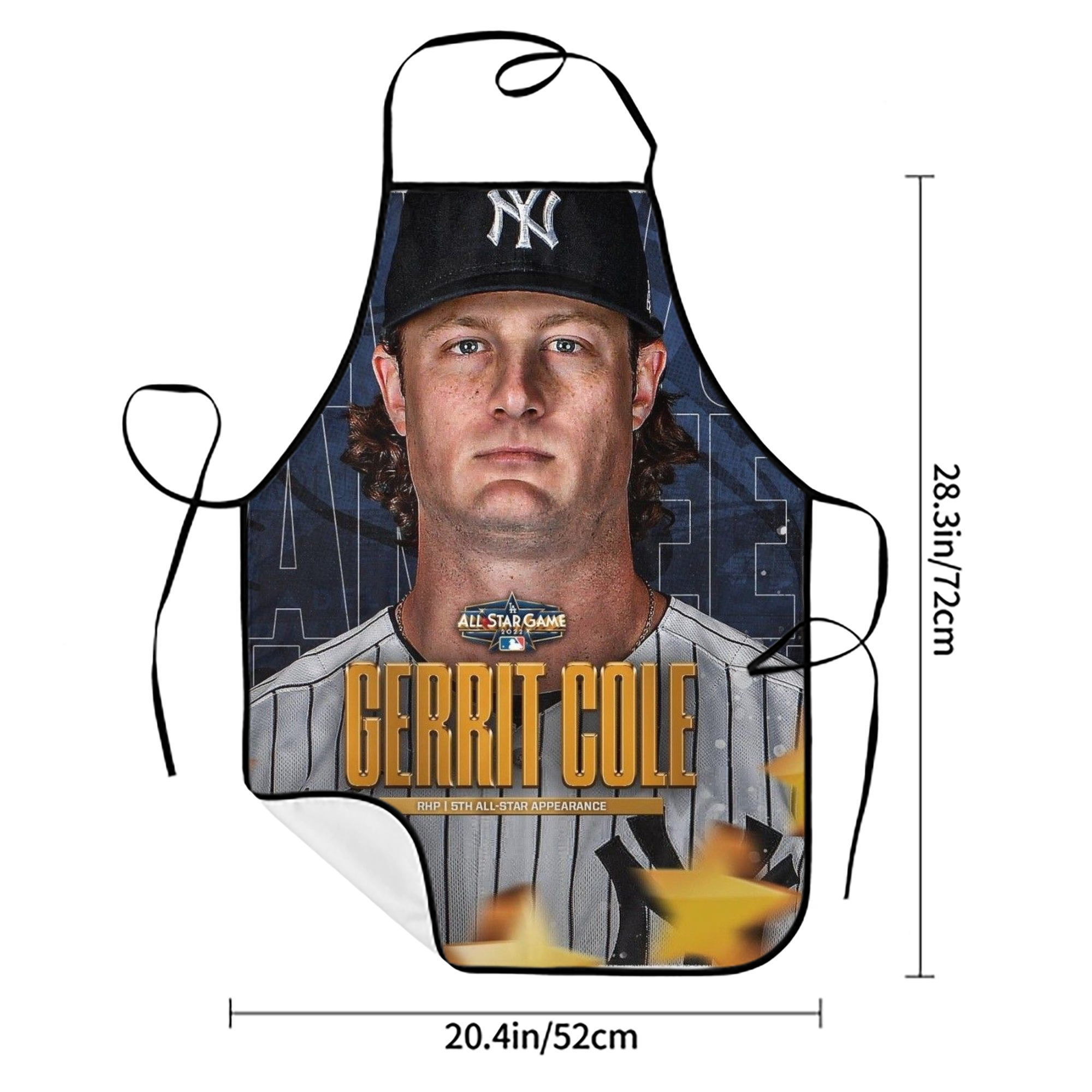 Gerrit Cole 5 Stain-Resistant Polyester Apron With Pocket – Full Print, Waterproof, Anti-Wrinkle, Anti-Pilling – Ideal For Kitchen, BBQ, Restaurant, Salon & More