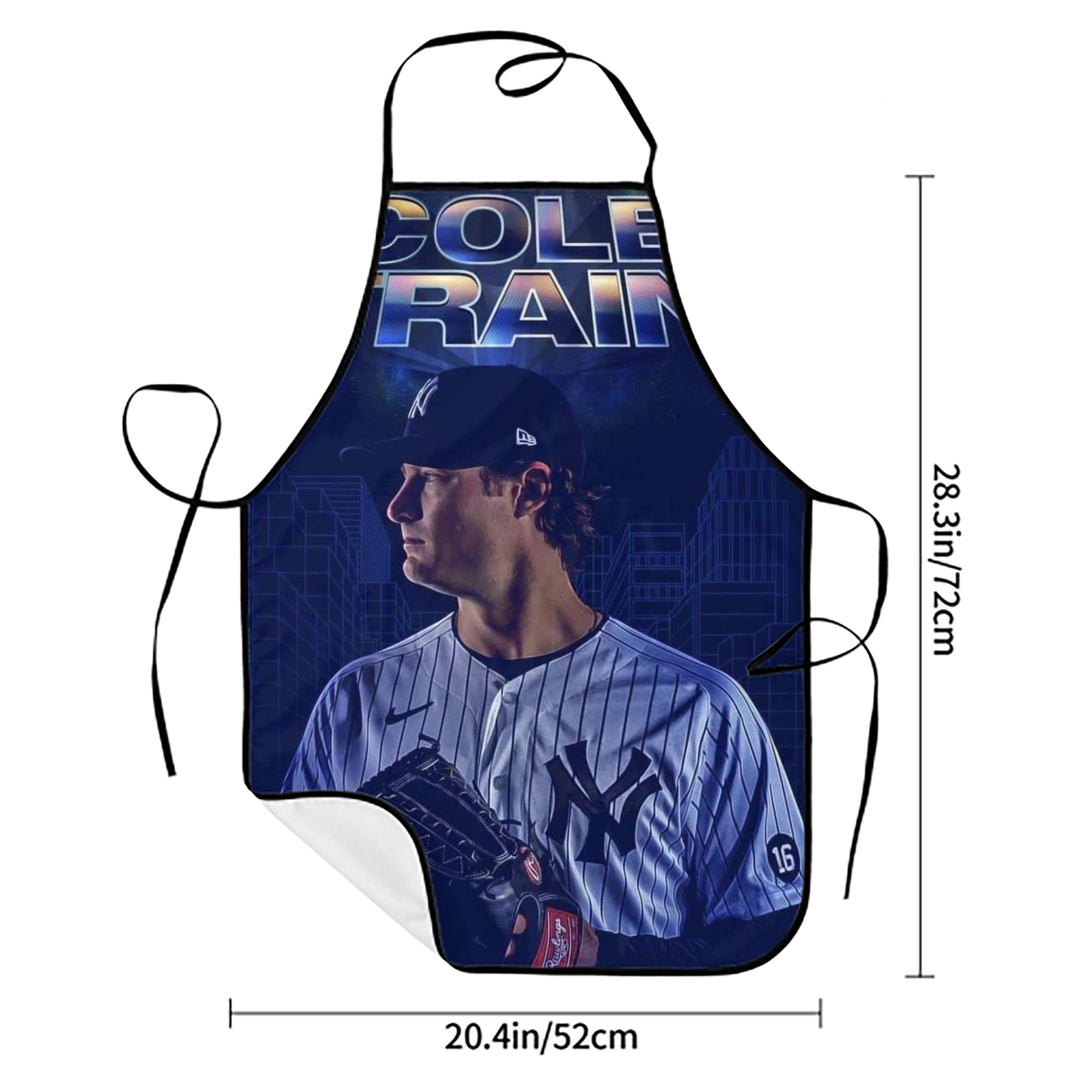 Gerrit Cole 16 Stain-Resistant Polyester Apron With Pocket – Full Print, Waterproof, Anti-Wrinkle, Anti-Pilling – Ideal For Kitchen, BBQ, Restaurant, Salon & More