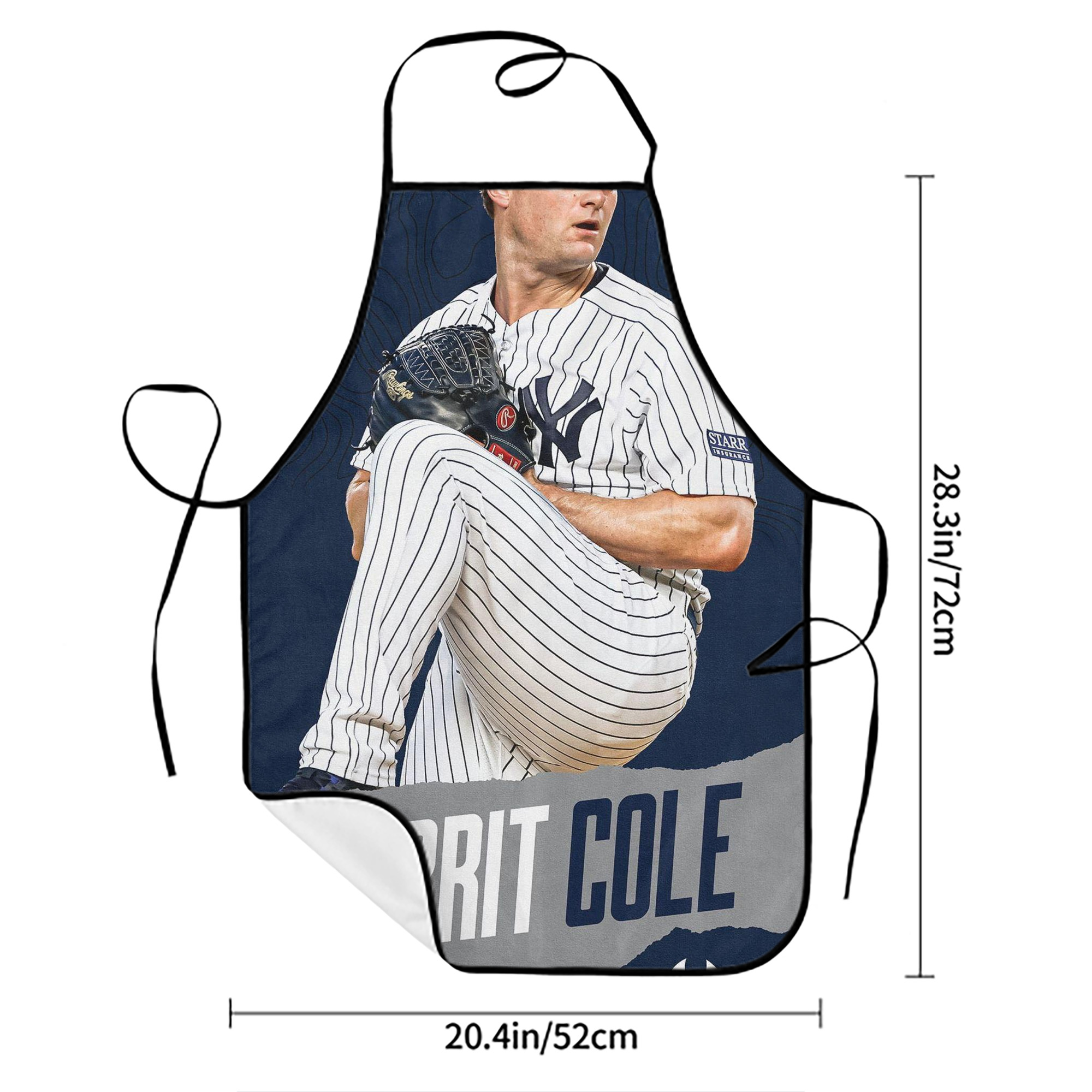 Gerrit Cole 22 Stain-Resistant Polyester Apron With Pocket – Full Print, Waterproof, Anti-Wrinkle, Anti-Pilling – Ideal For Kitchen, BBQ, Restaurant, Salon & More