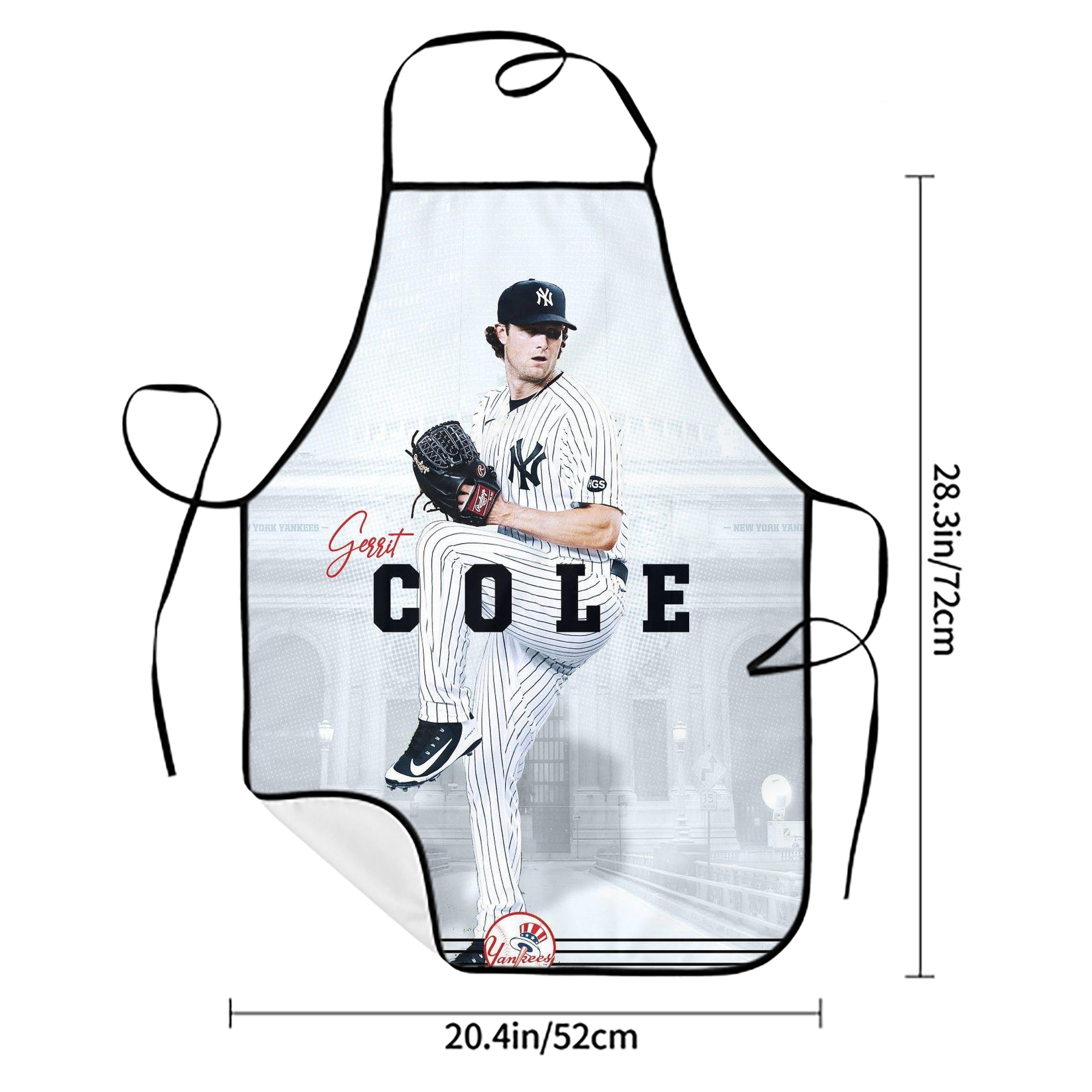 Gerrit Cole 24 Stain-Resistant Polyester Apron With Pocket – Full Print, Waterproof, Anti-Wrinkle, Anti-Pilling – Ideal For Kitchen, BBQ, Restaurant, Salon & More