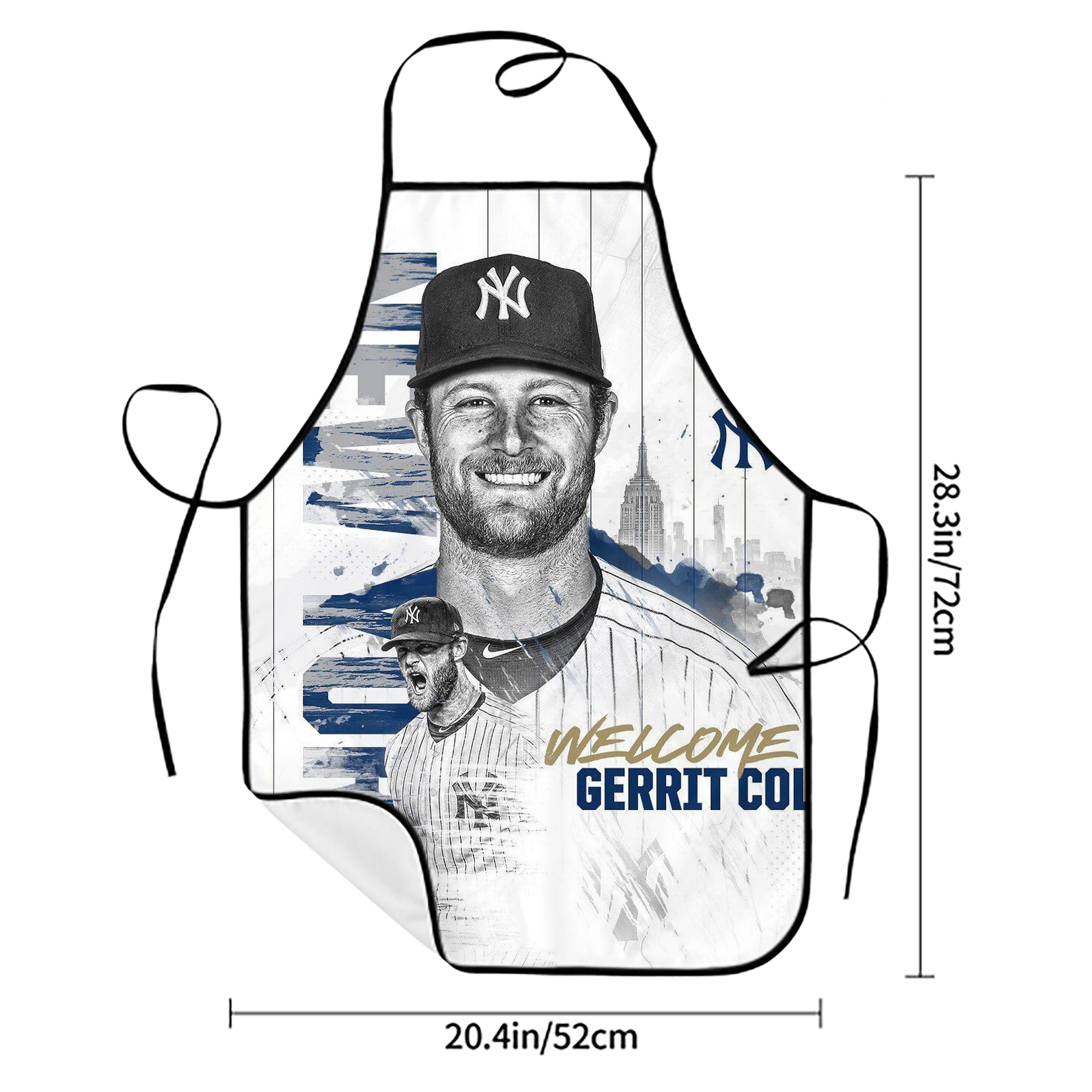 Gerrit Cole 26 Stain-Resistant Polyester Apron With Pocket – Full Print, Waterproof, Anti-Wrinkle, Anti-Pilling – Ideal For Kitchen, BBQ, Restaurant, Salon & More