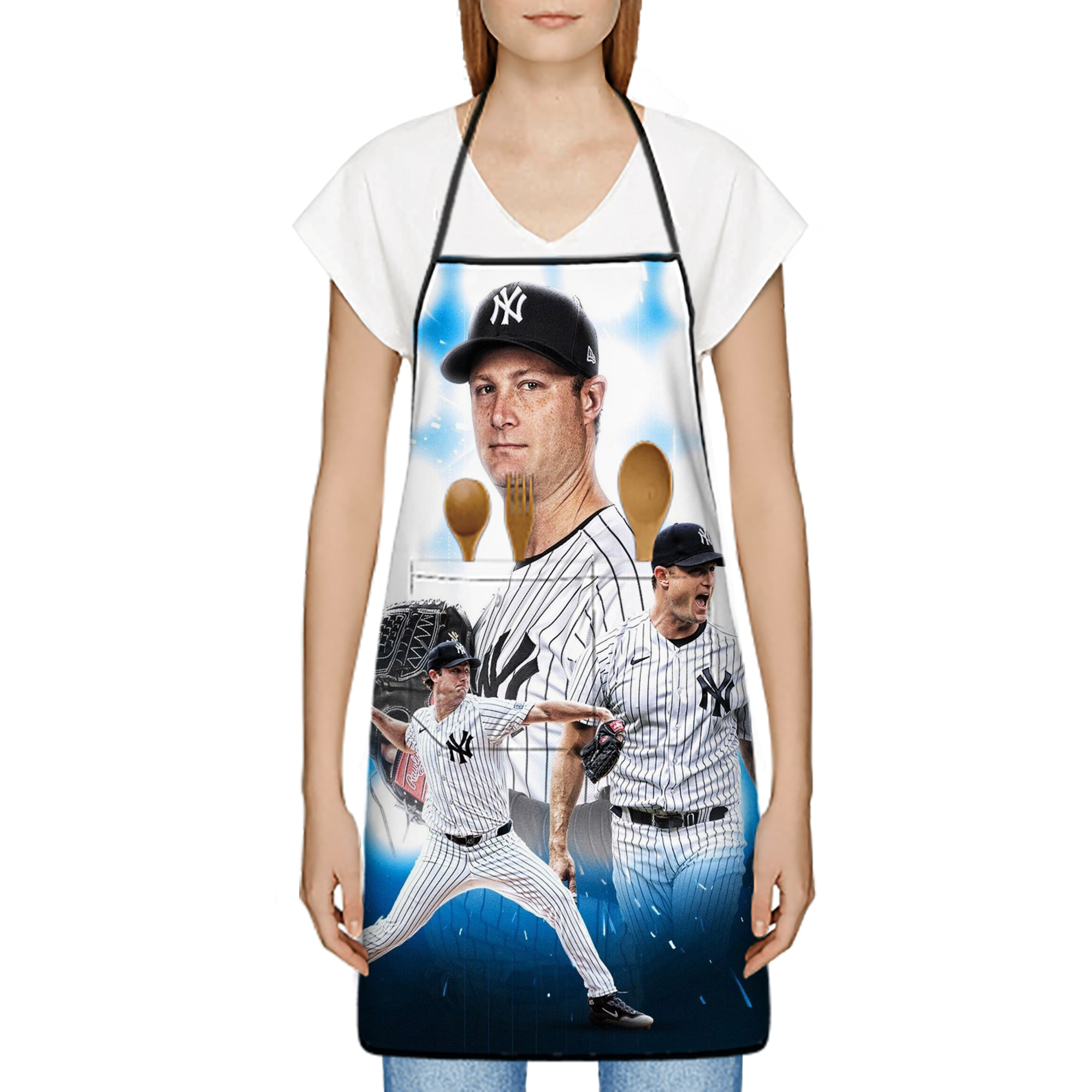 Gerrit Cole 7 Stain-Resistant Polyester Apron With Pocket – Full Print, Waterproof, Anti-Wrinkle, Anti-Pilling – Ideal For Kitchen, BBQ, Restaurant, Salon & More