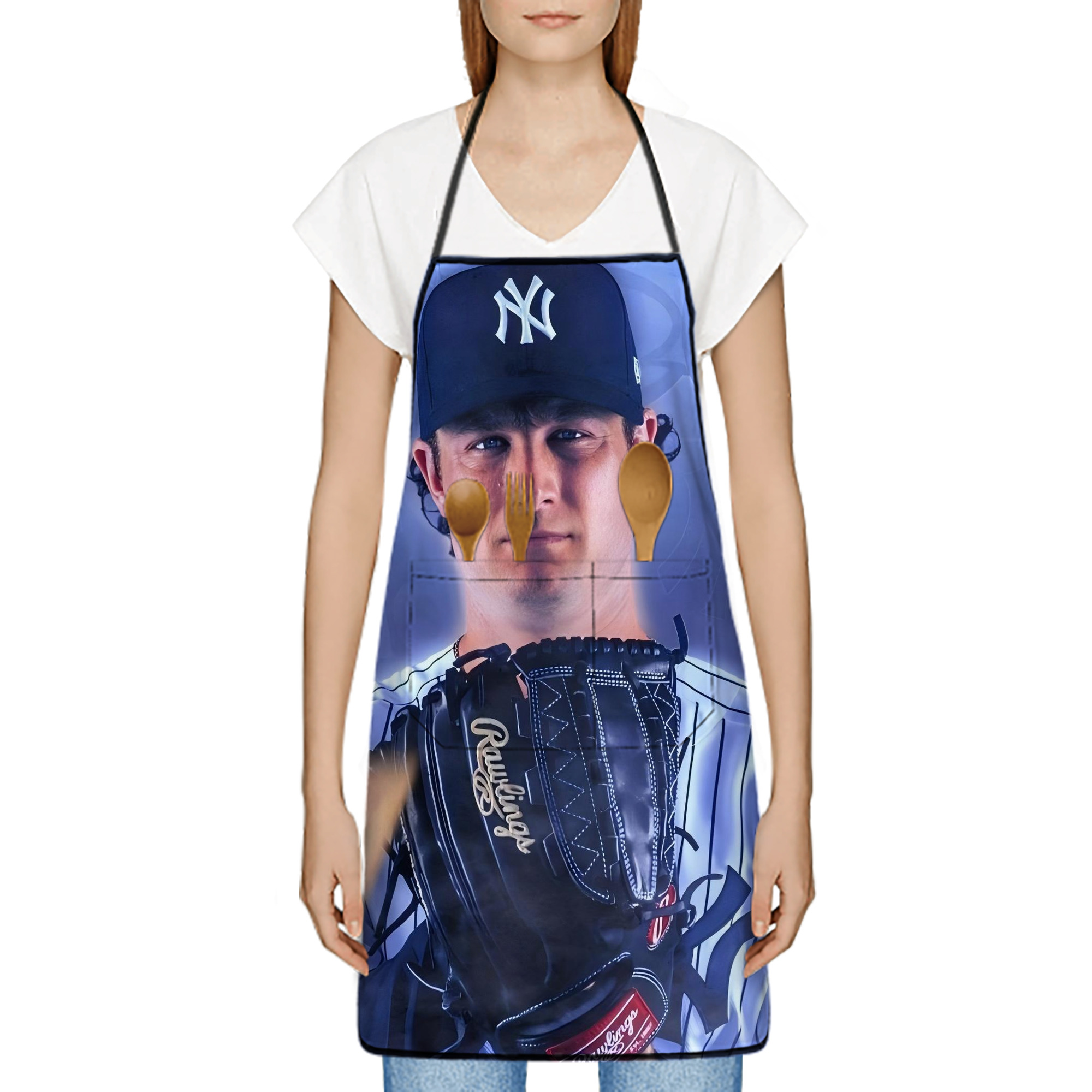 Gerrit Cole 9 Stain-Resistant Polyester Apron With Pocket – Full Print, Waterproof, Anti-Wrinkle, Anti-Pilling – Ideal For Kitchen, BBQ, Restaurant, Salon & More