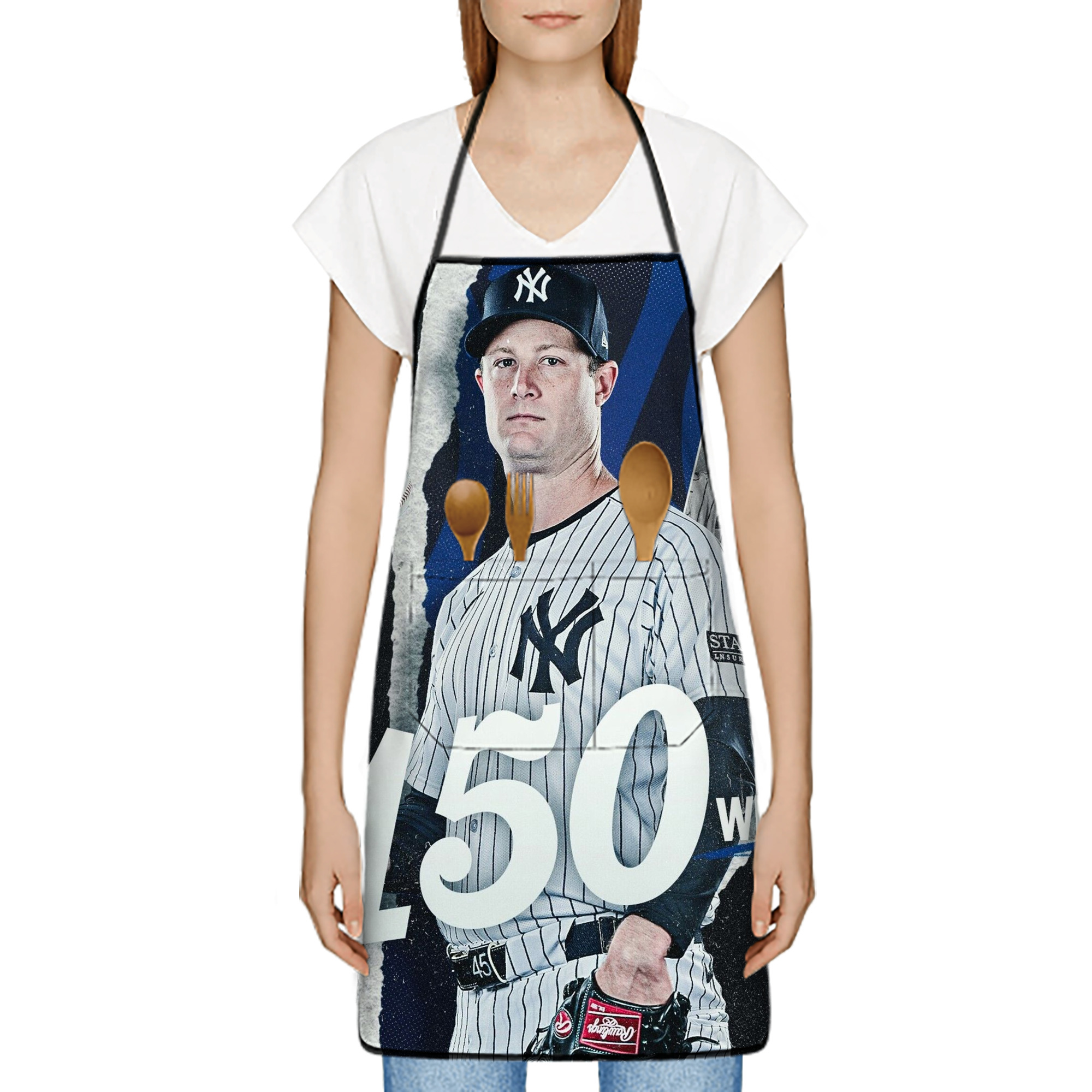 Gerrit Cole 10 Stain-Resistant Polyester Apron With Pocket – Full Print, Waterproof, Anti-Wrinkle, Anti-Pilling – Ideal For Kitchen, BBQ, Restaurant, Salon & More