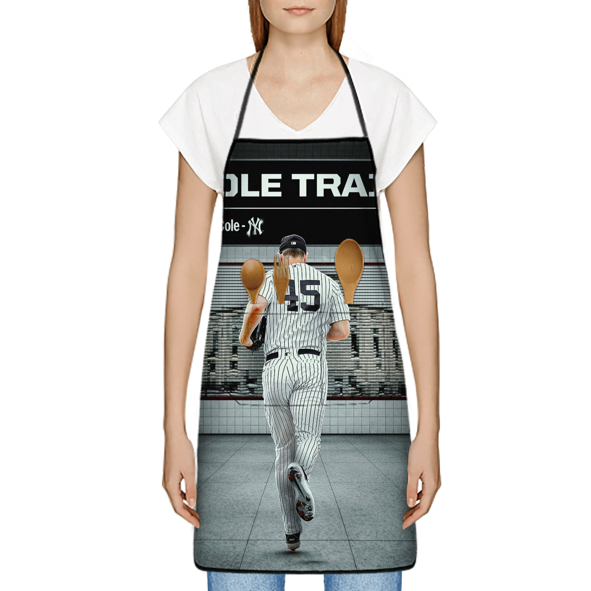 Gerrit Cole 12 Stain-Resistant Polyester Apron With Pocket – Full Print, Waterproof, Anti-Wrinkle, Anti-Pilling – Ideal For Kitchen, BBQ, Restaurant, Salon & More