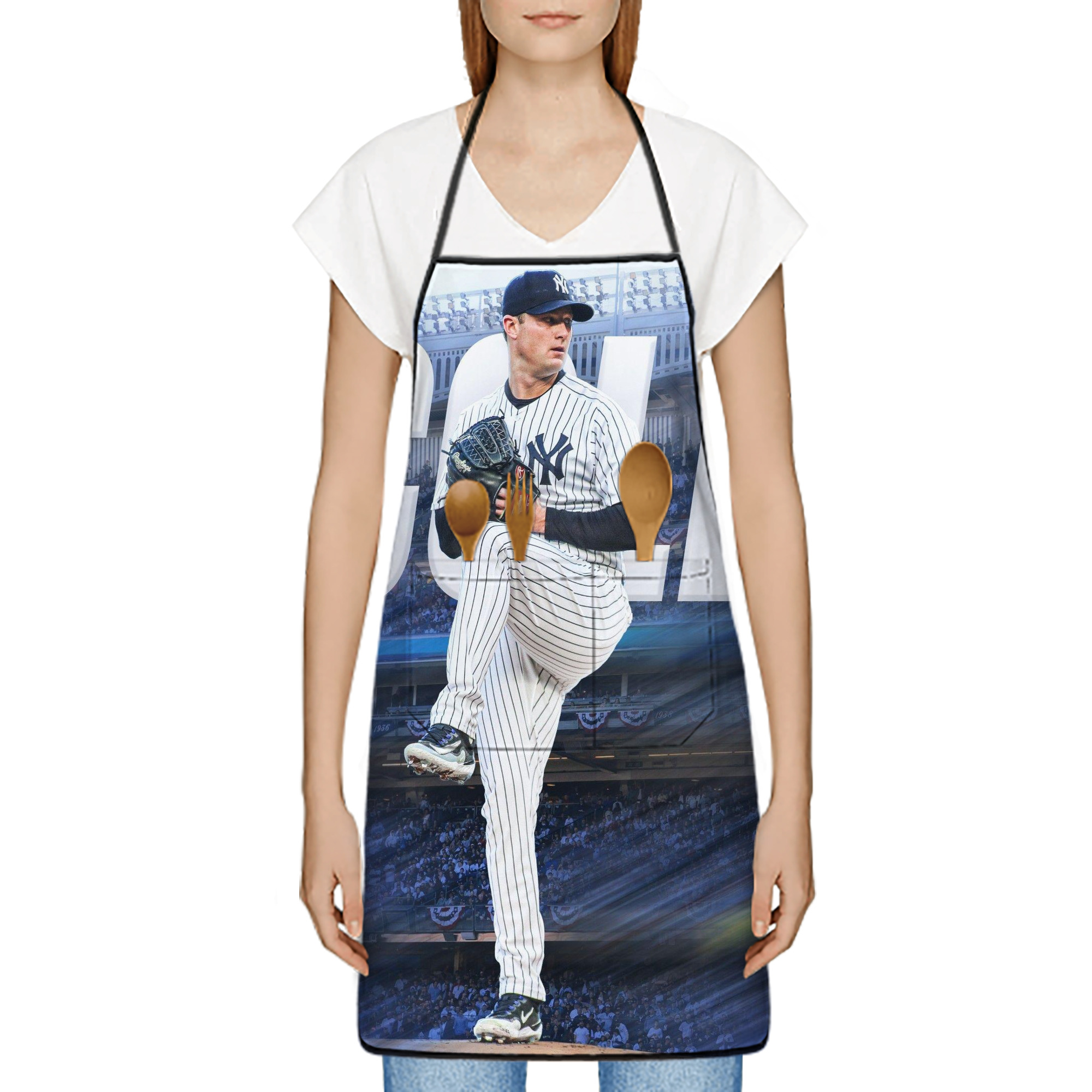 Gerrit Cole 13 Stain-Resistant Polyester Apron With Pocket – Full Print, Waterproof, Anti-Wrinkle, Anti-Pilling – Ideal For Kitchen, BBQ, Restaurant, Salon & More