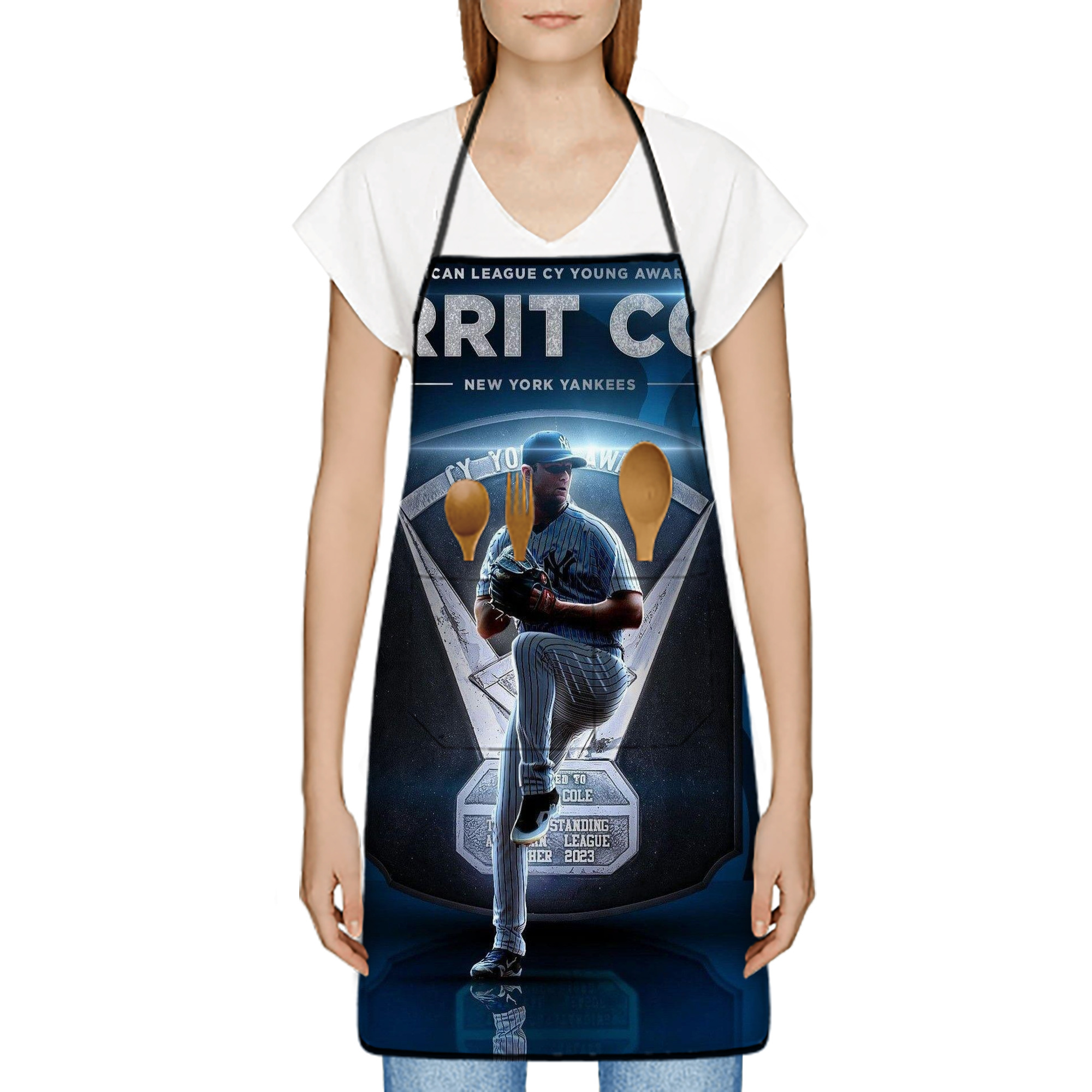 Gerrit Cole 15 Stain-Resistant Polyester Apron With Pocket – Full Print, Waterproof, Anti-Wrinkle, Anti-Pilling – Ideal For Kitchen, BBQ, Restaurant, Salon & More