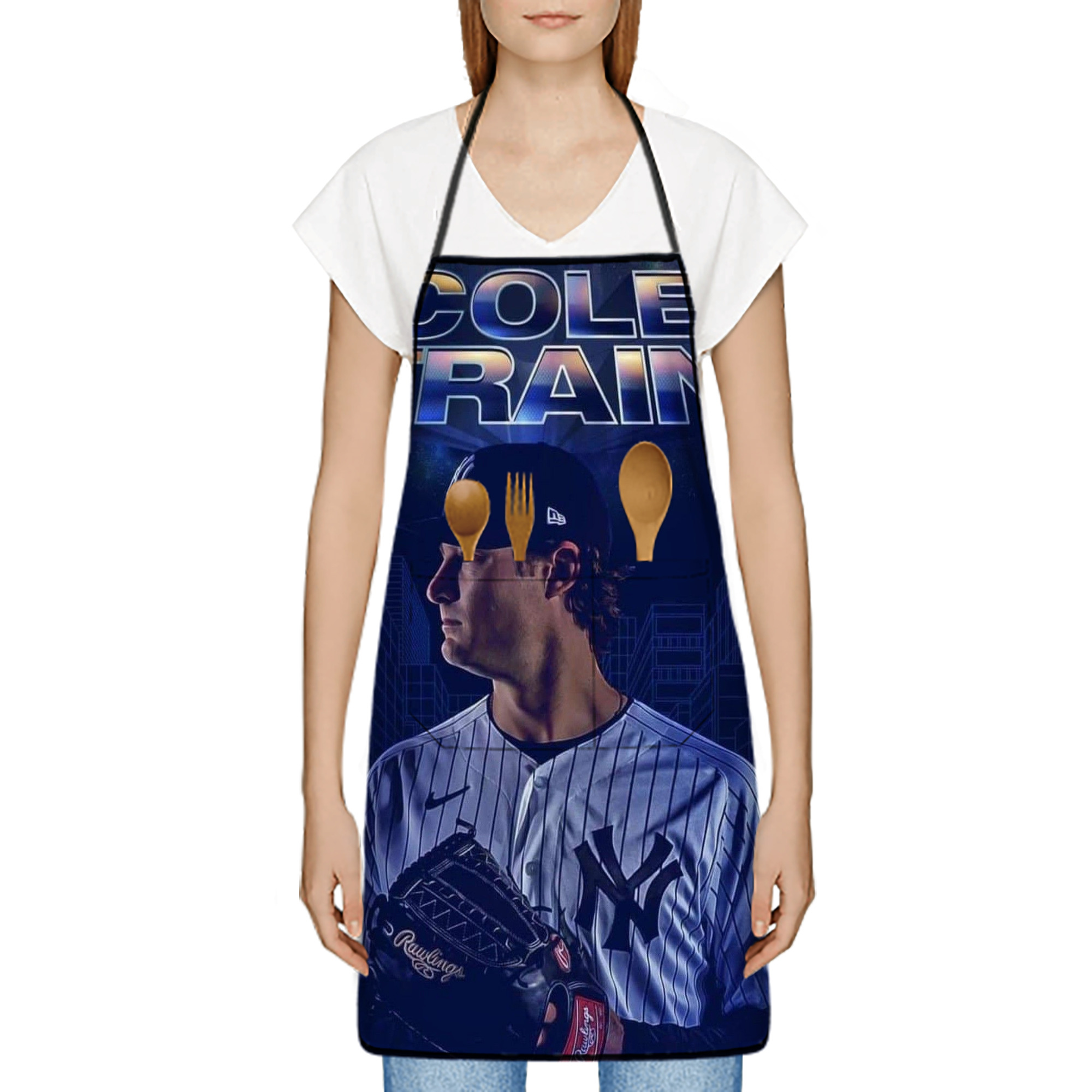 Gerrit Cole 16 Stain-Resistant Polyester Apron With Pocket – Full Print, Waterproof, Anti-Wrinkle, Anti-Pilling – Ideal For Kitchen, BBQ, Restaurant, Salon & More