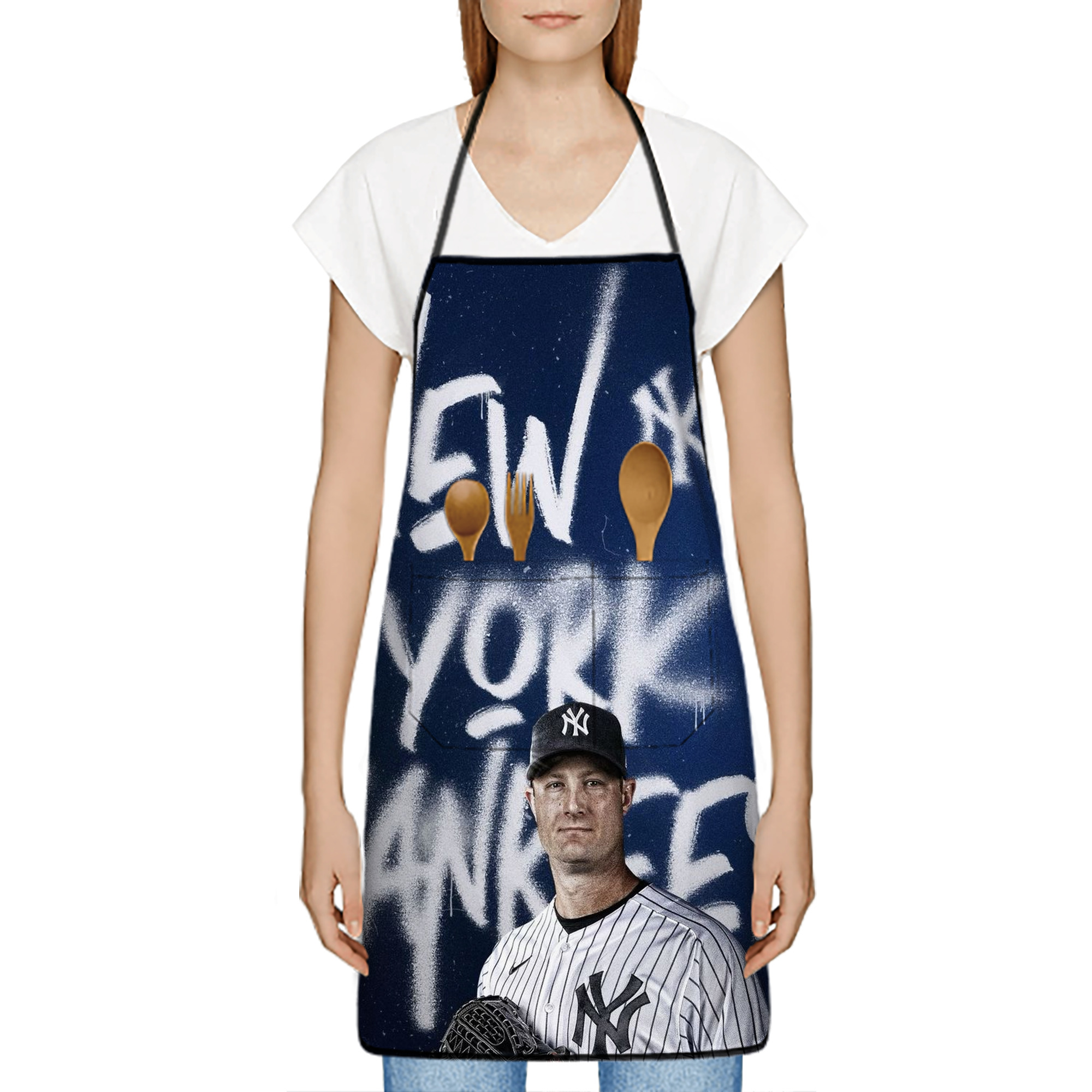 Gerrit Cole 18 Stain-Resistant Polyester Apron With Pocket – Full Print, Waterproof, Anti-Wrinkle, Anti-Pilling – Ideal For Kitchen, BBQ, Restaurant, Salon & More