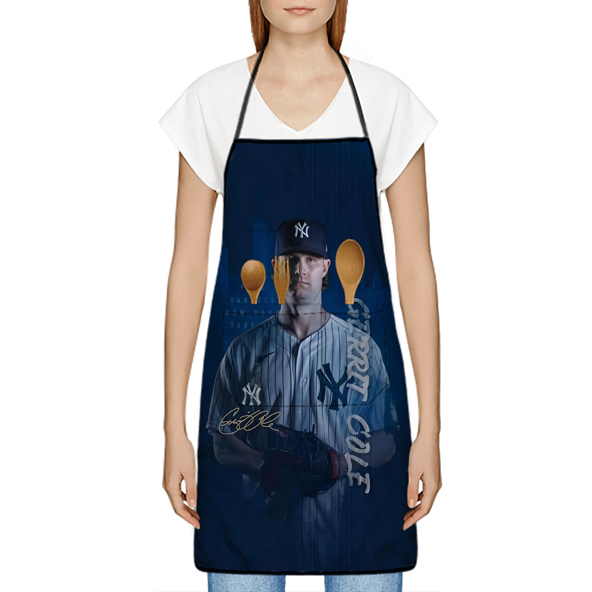 Gerrit Cole 19 Stain-Resistant Polyester Apron With Pocket – Full Print, Waterproof, Anti-Wrinkle, Anti-Pilling – Ideal For Kitchen, BBQ, Restaurant, Salon & More