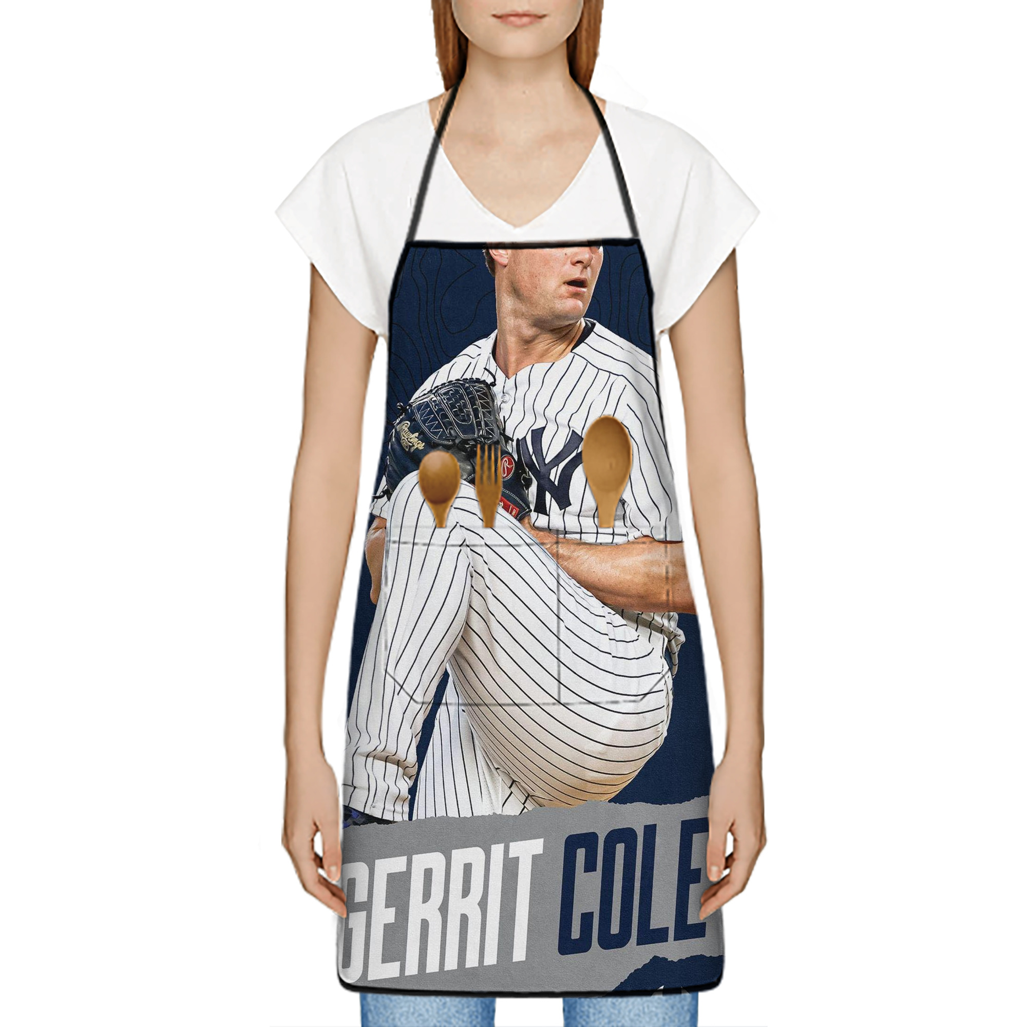 Gerrit Cole 22 Stain-Resistant Polyester Apron With Pocket – Full Print, Waterproof, Anti-Wrinkle, Anti-Pilling – Ideal For Kitchen, BBQ, Restaurant, Salon & More